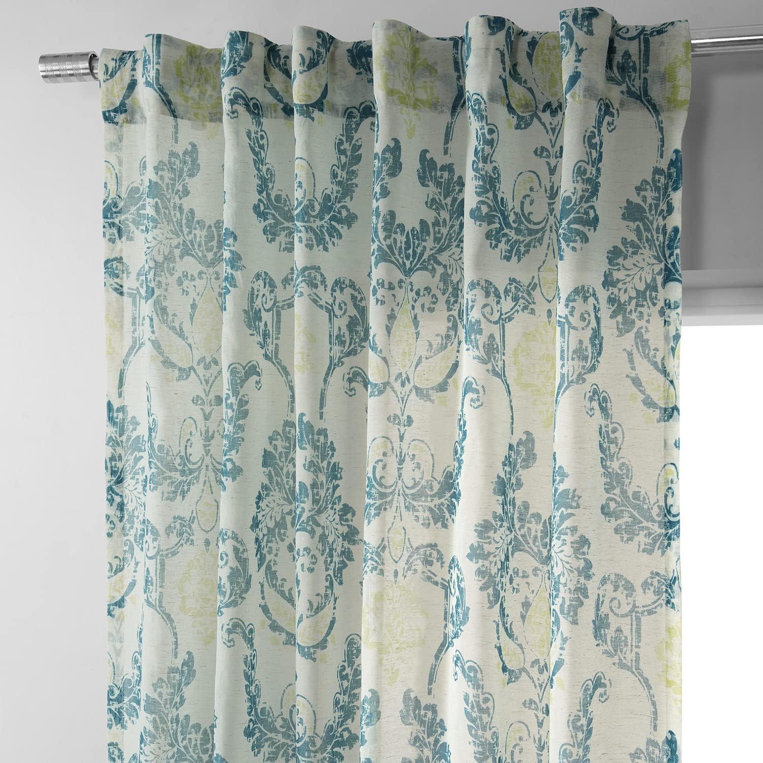 Terrace Teal 84" Sheer Faux Linen Window Panel