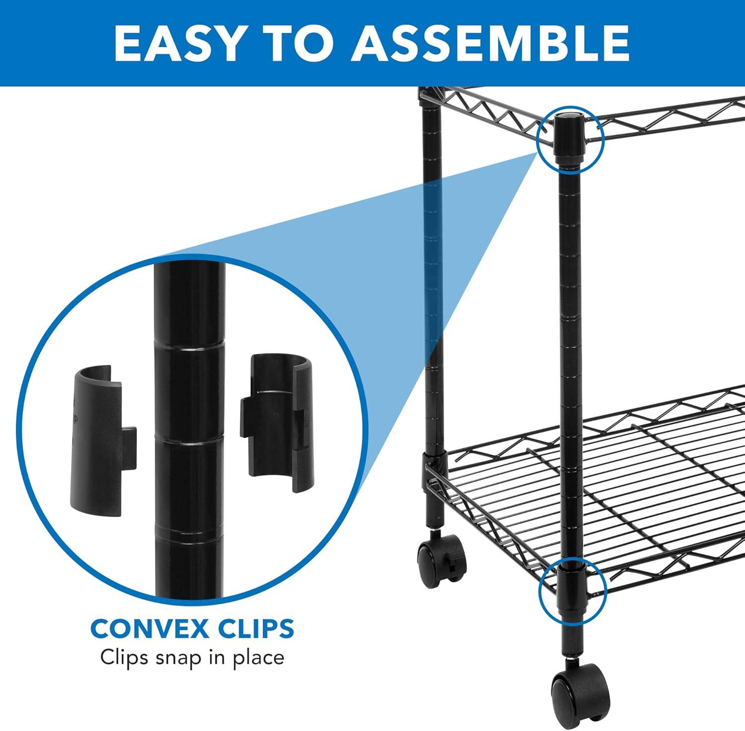 Mount-It! Mobile Rolling File Folder Cart with Wheels | Single Tier with Storage Rack and Locking Casters | Fits Letter and Legal Size Filing Folders