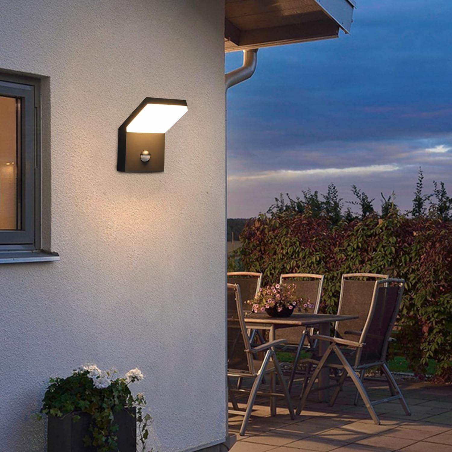 Black Aluminum LED Motion Sensor Outdoor Wall Sconce Set