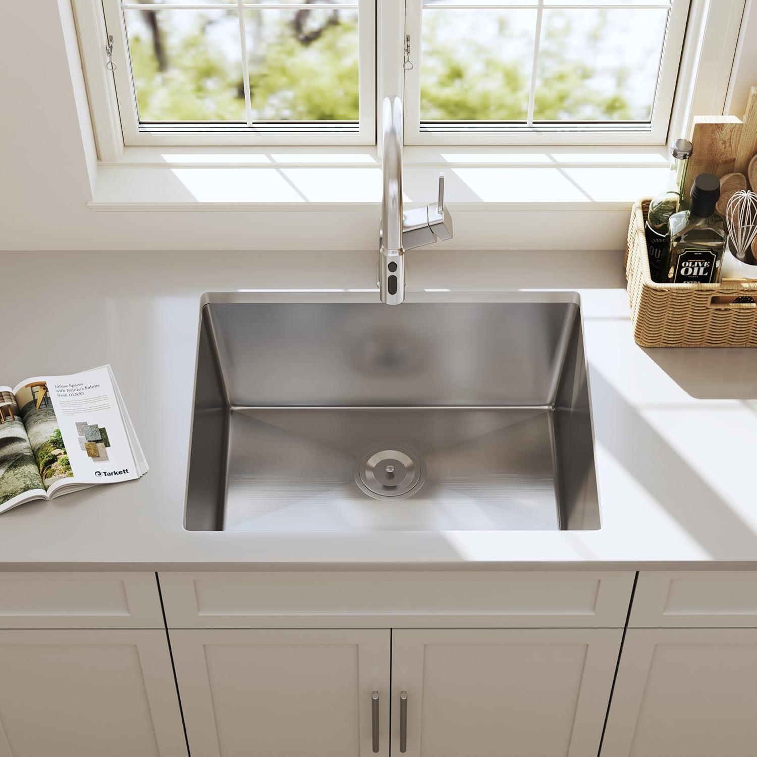 Blenzia 30 Inch Undermount Kitchen Sink 16 Gauge Stainless Steel Single Bowl Handmade Sink 30" X 18" X 10"