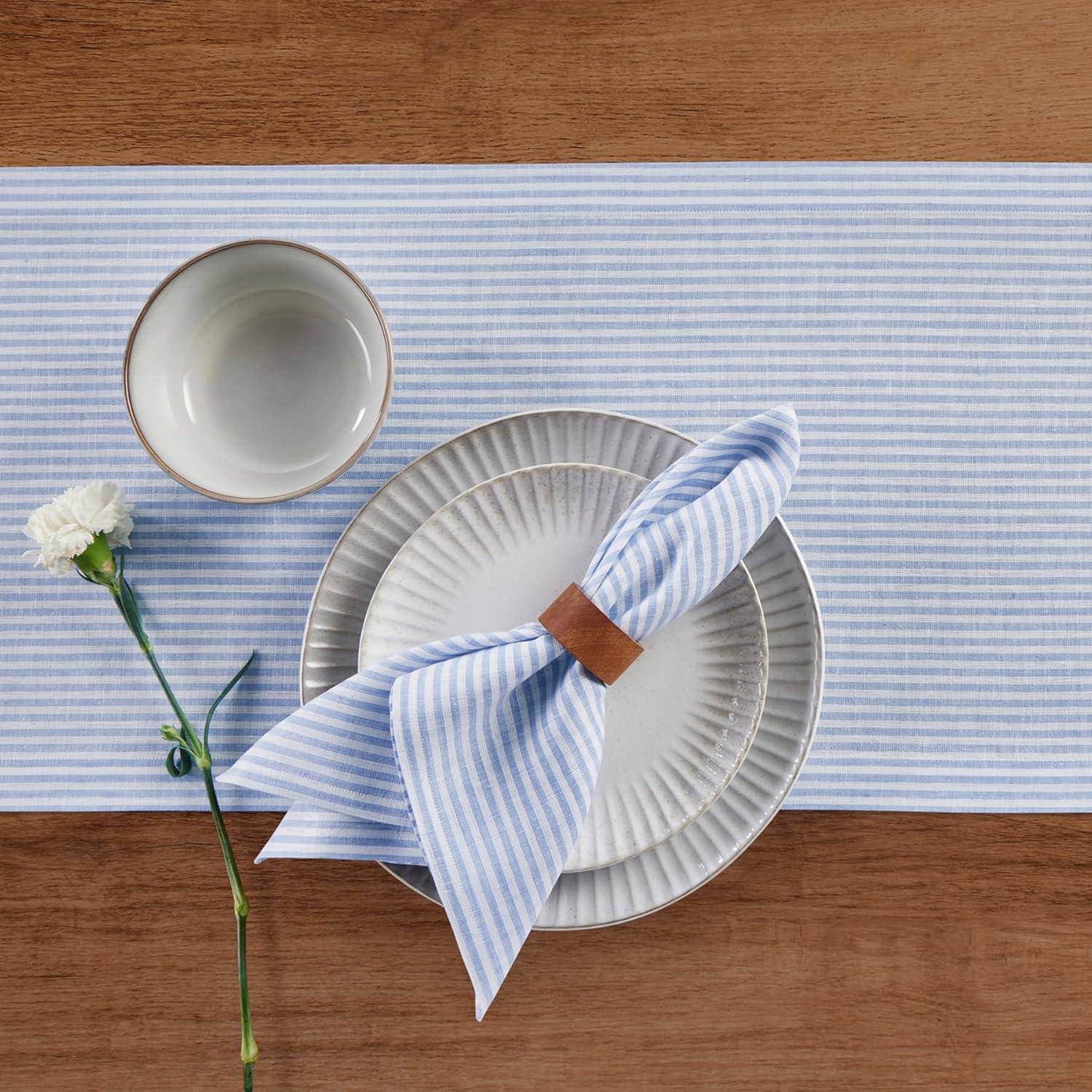 Solino Home Narrow Stripe - 100% Pure Linen Dinner Napkins (Set of 4)