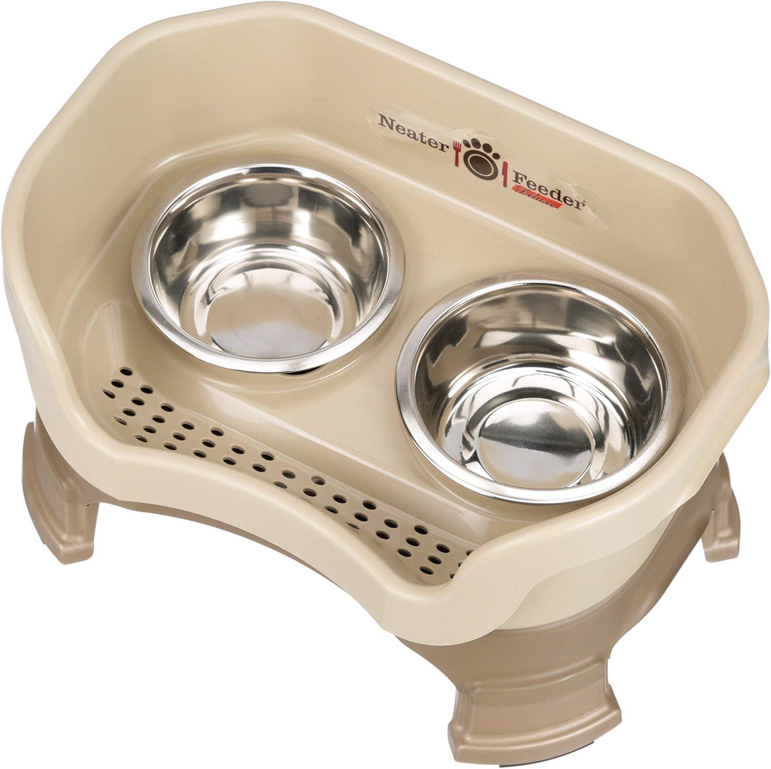 Neater Pets Neater Feeder Deluxe With Leg Extensions Mess-Proof Elevated Food & Water Bowls for Small Dogs, Cappuccino