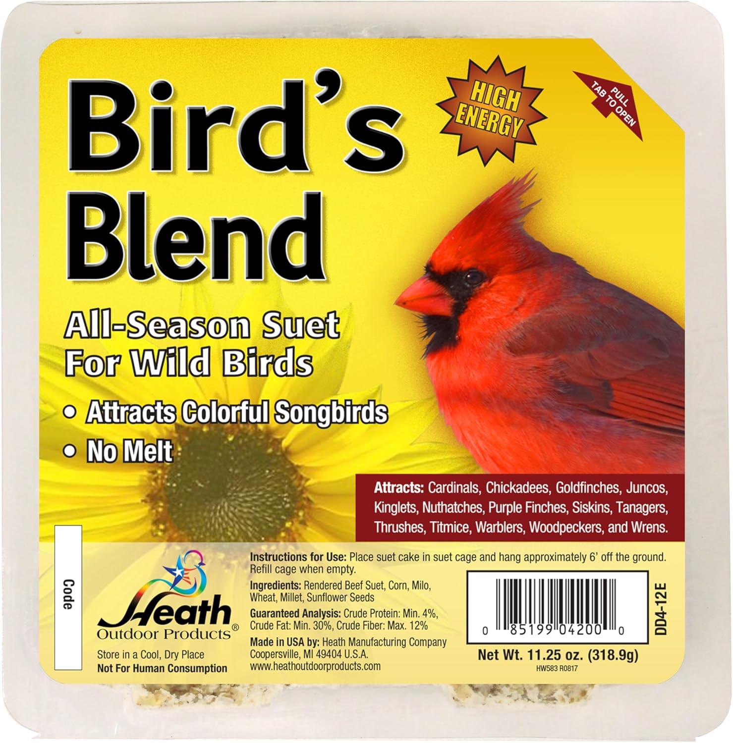 Heath Whimsical Chicken Suet 'n Seed Bird Feeder for Sunflower Seeds with 2 Free Bird's Blend Suet Cakes Included