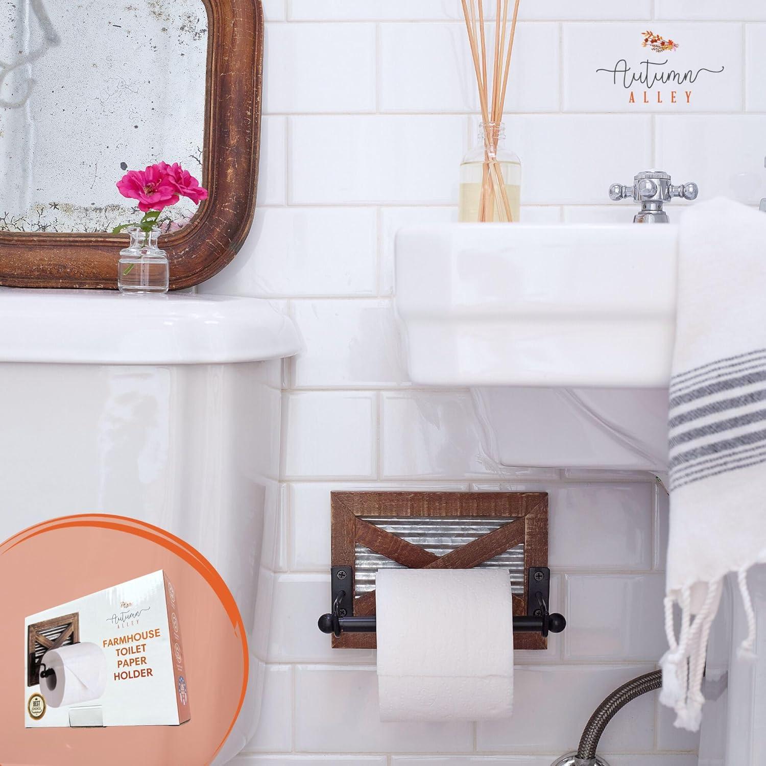 Wall Mount Rustic Farmhouse Toilet Paper Holder
