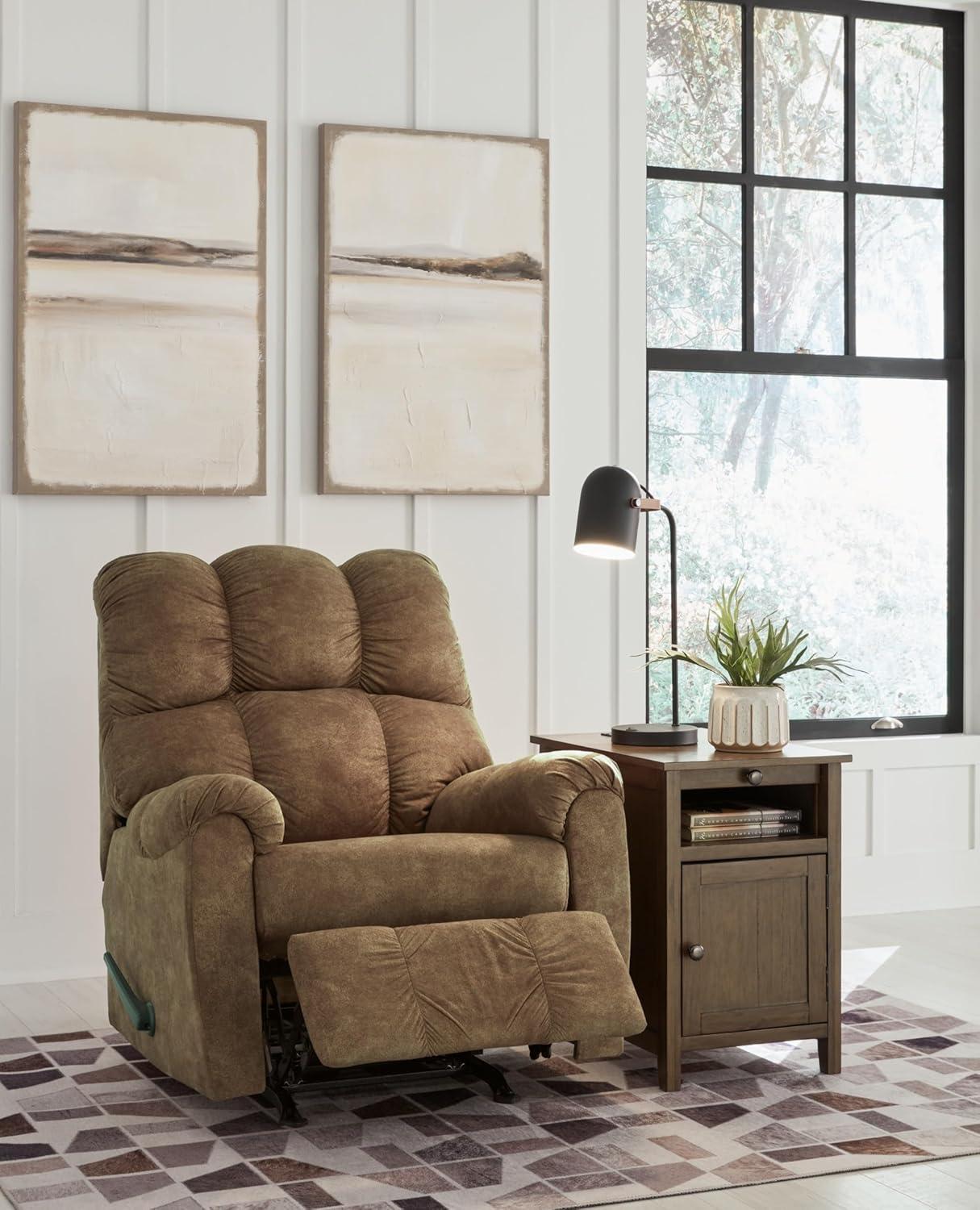 Brindle Brown Faux Leather Contemporary Recliner