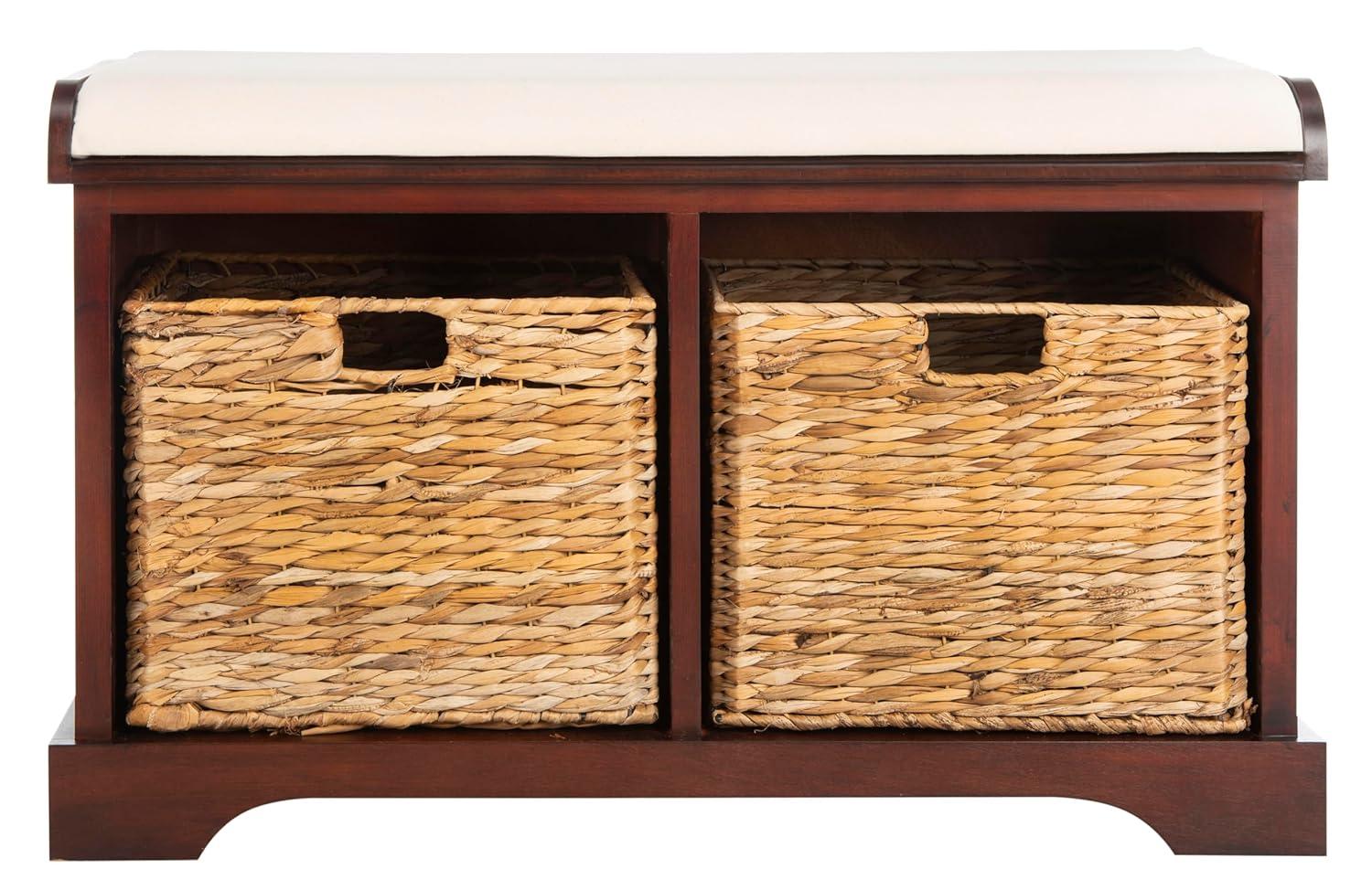 Freddy Wicker Storage Bench - Cherry - Safavieh