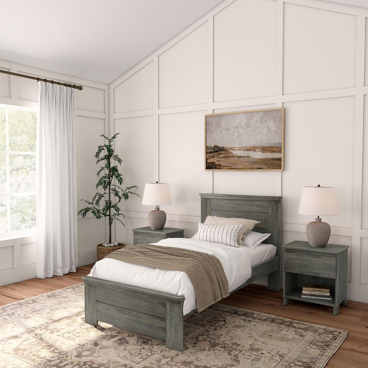 Plank+Beam Farmhouse Queen Bed with Plank Headboard, Solid Wood Platform Bed