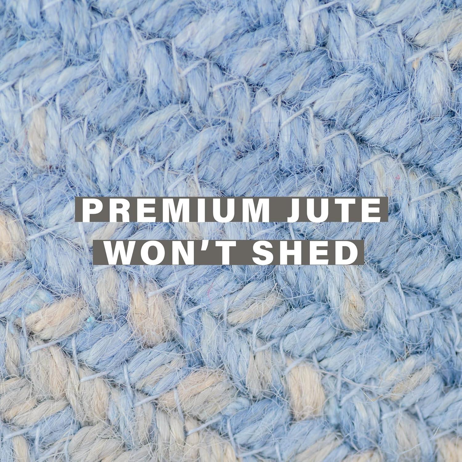 Homespice Sky Blue 5x8 Braided Rug for Coastal Country Decor - Perfect Rustic Area Rugs for Living Room with Coastal Country Charm, Braided Jute Rug