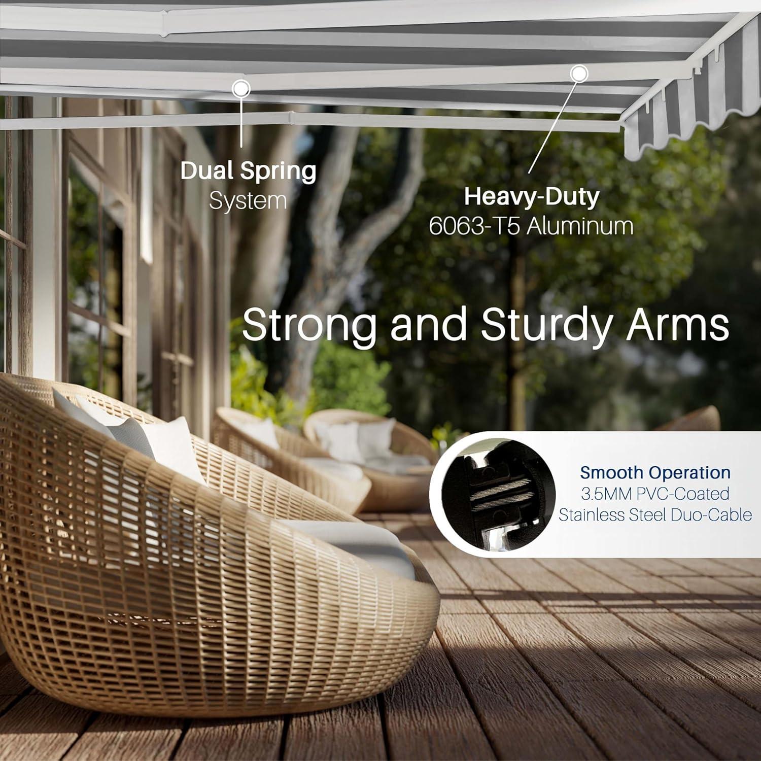 Retractable Patio Awning - White Frame