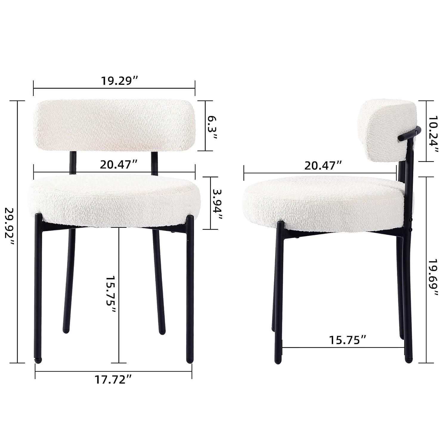 XINMICS White Dining Chairs Boucle Dining Room Chair Set of 2