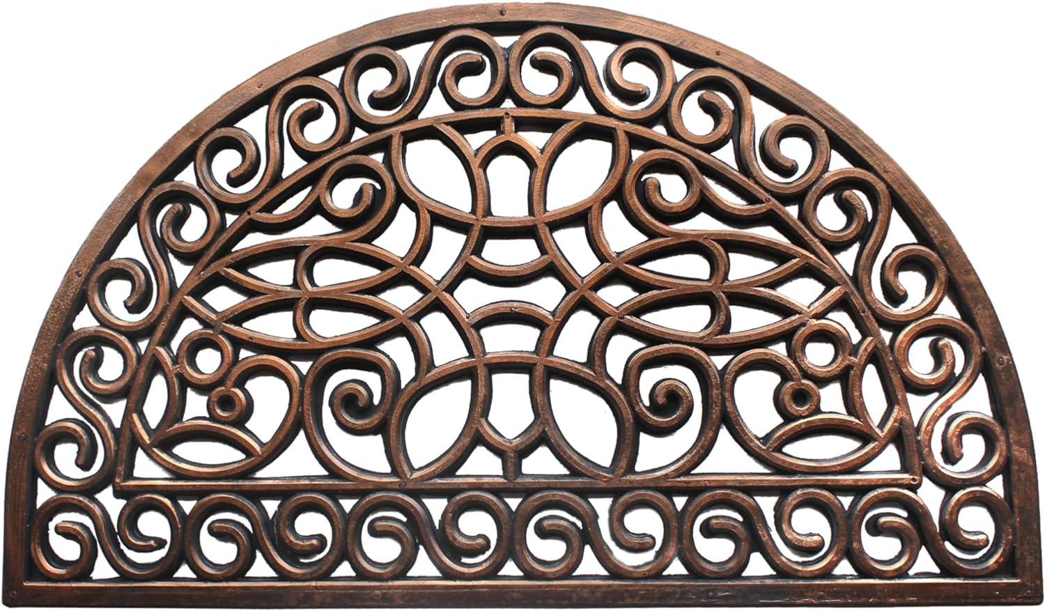 RugSmith Bronze Moulded Trellis Half-round Rubber Doormat Doormat