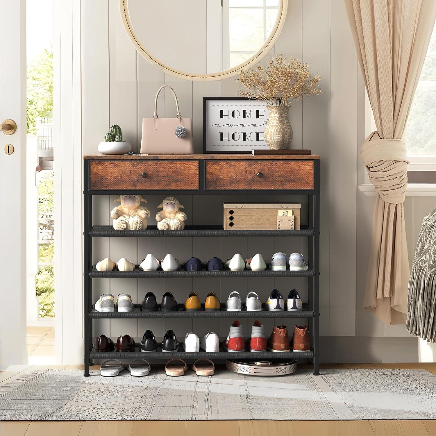 17 Stories 5 Tier Shoe Storage Organizer with 2 Drawers
