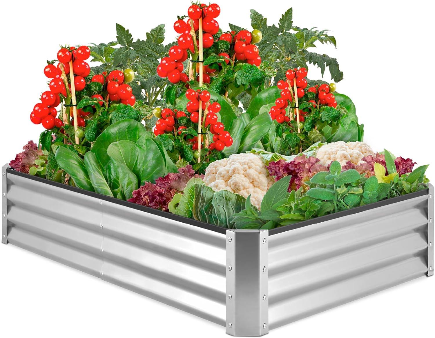 Best Choice Products 6x3x1ft Outdoor Metal Raised Garden Bed for Vegetables, Flowers, Herbs, Plants - Silver