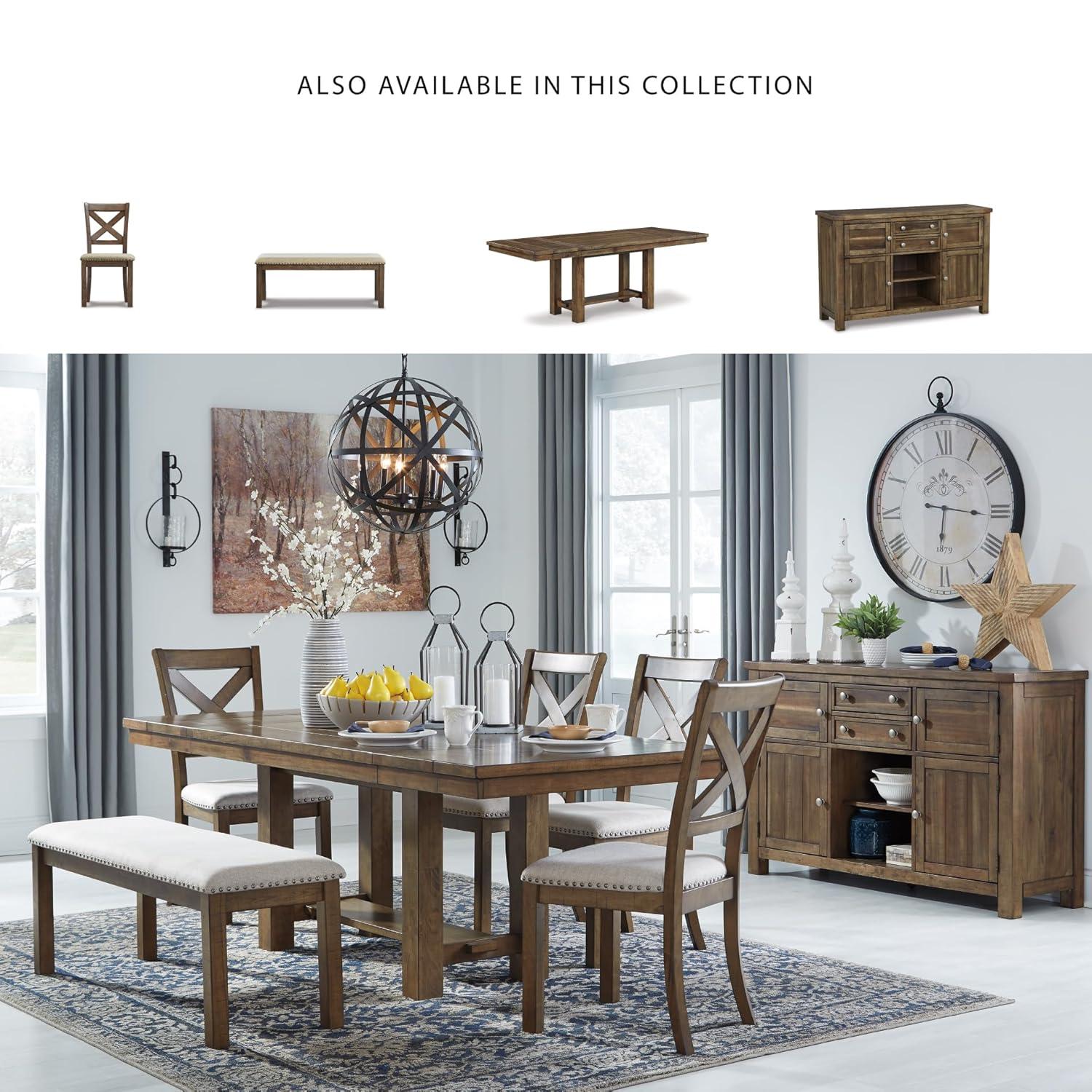 Myshanna Double Upholstered Two-Tone Dining Bench Gray: Nailhead Trim, Rectangle - Signature Design by Ashley