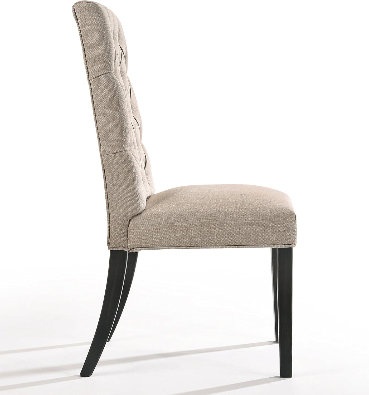 JINS&VICO Side Chair (Set-2) in Tan Linen & Vintage Black