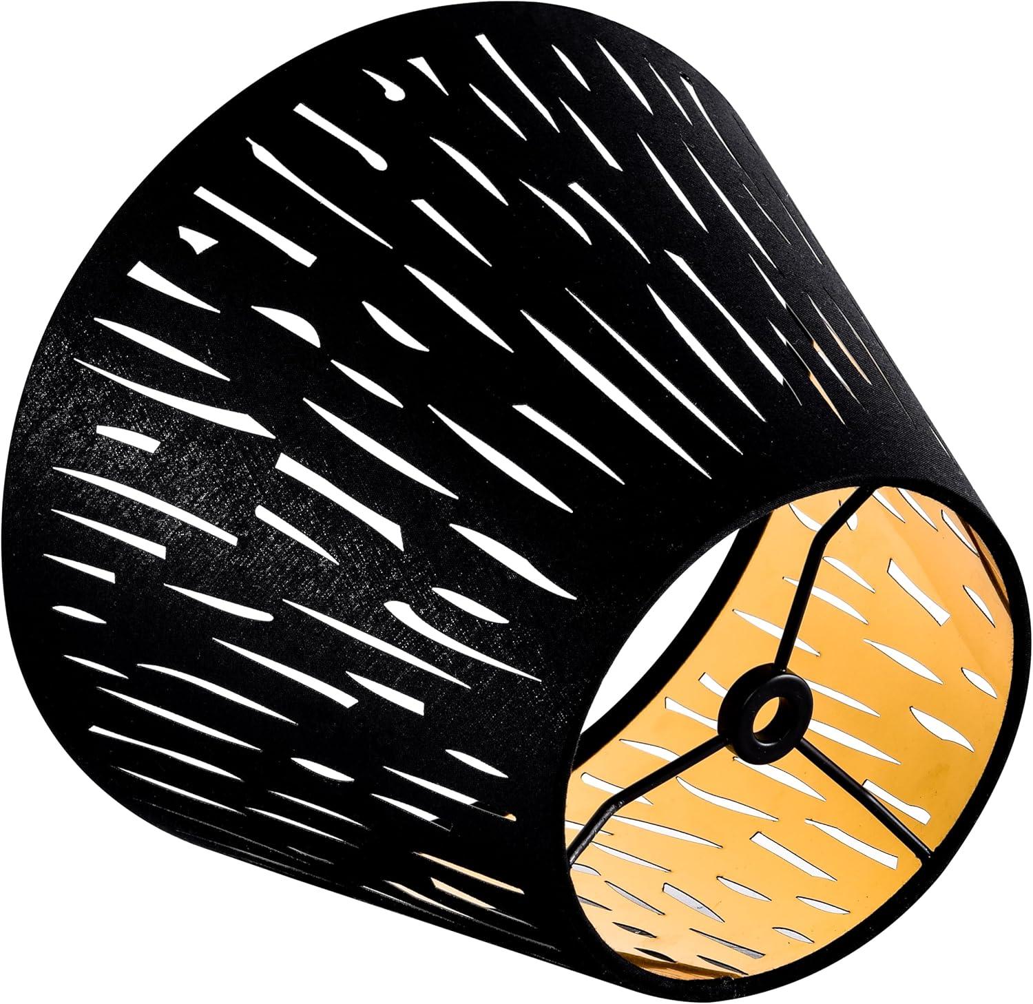 GO&SO Set of 2 Small Black Drum Lamp Shades, 5" Top x 9" Bottom x 6.4" High (Spider), Laser Etching Fabric Lamp Shades for Table, Floor, Wall Lamps -No Assembly Required, Modern Replacement Lampshades