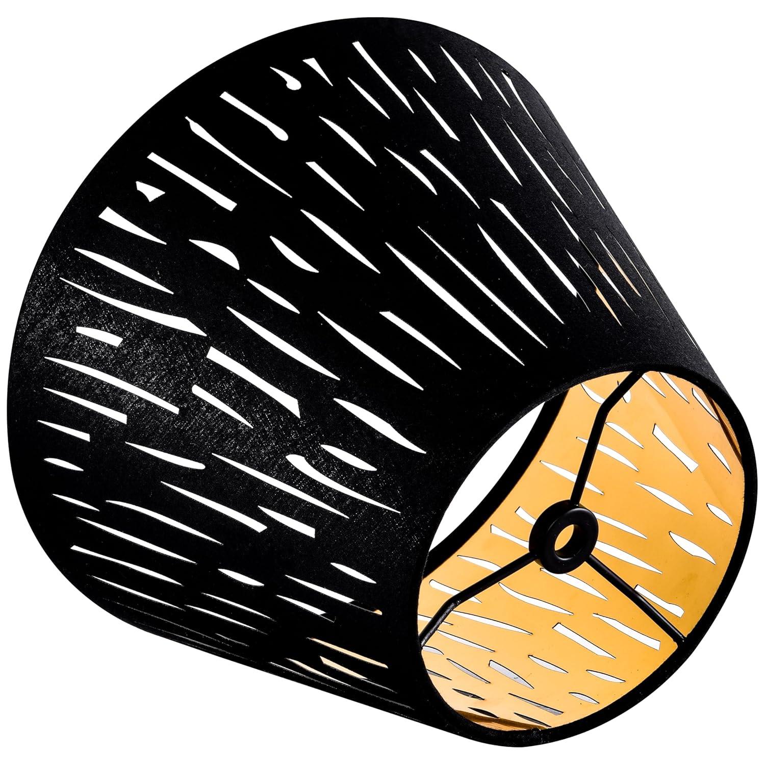 GO&SO Set of 2 Small Black Drum Lamp Shades, 5" Top x 9" Bottom x 6.4" High (Spider), Laser Etching Fabric Lamp Shades for Table, Floor, Wall Lamps -No Assembly Required, Modern Replacement Lampshades