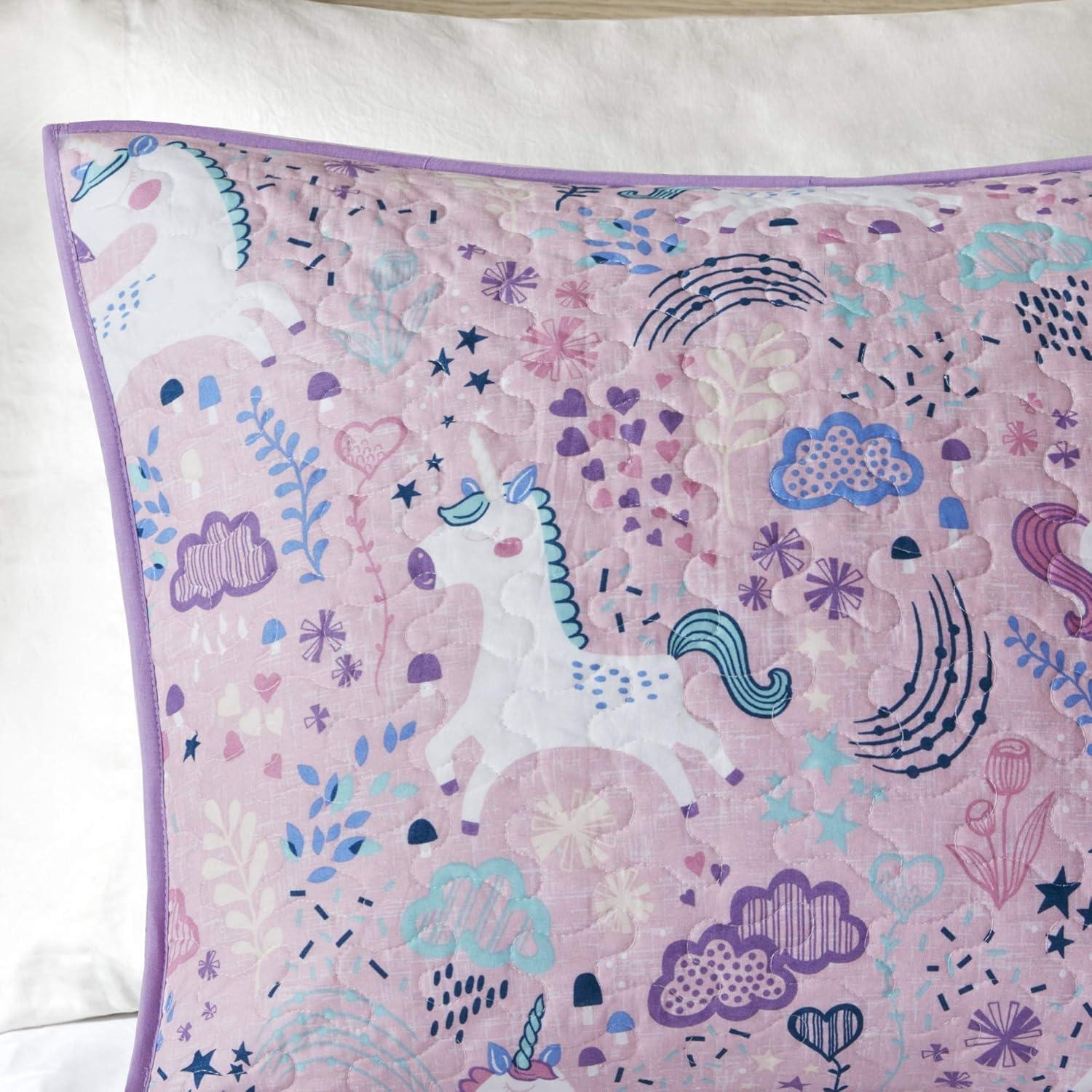 Urban Habitat Kids Lola Unicorn Reversible Cotton Quilt Set with Throw Pillows