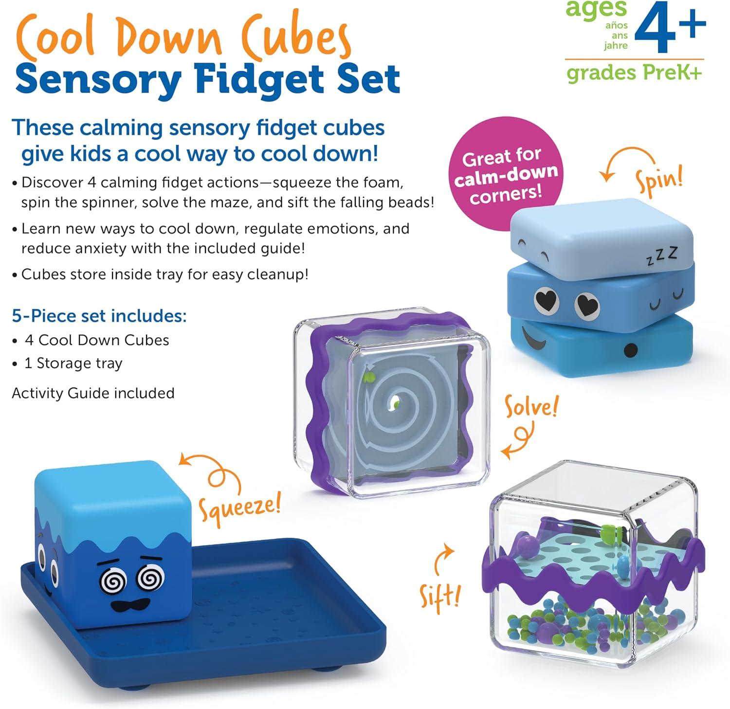 Learning Resources Cool Down Cubes Sensory Fidget Set, Fidgets for Kids, Ages 3