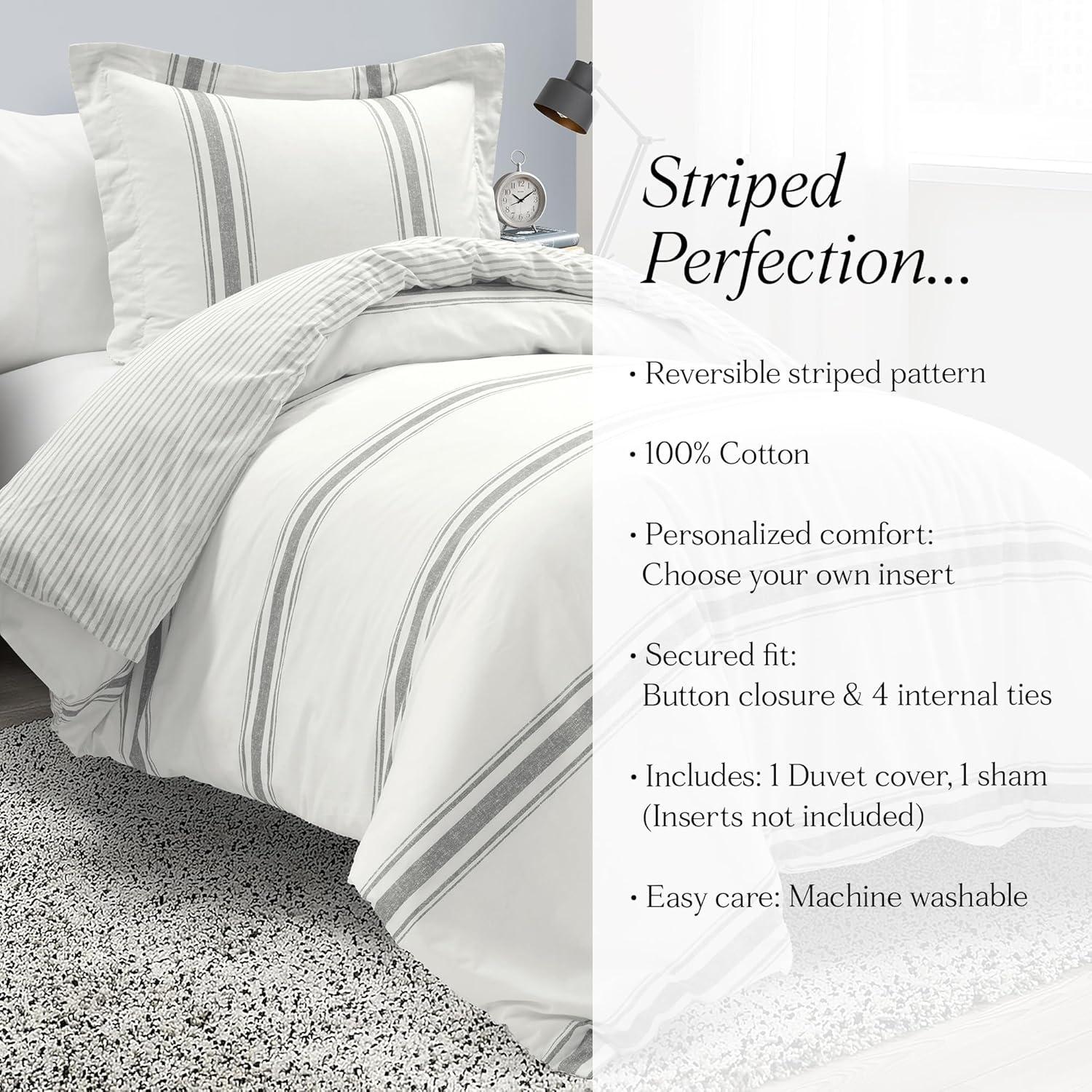Standard Cotton 460 TC Reversible 3 Piece Duvet Cover Set
