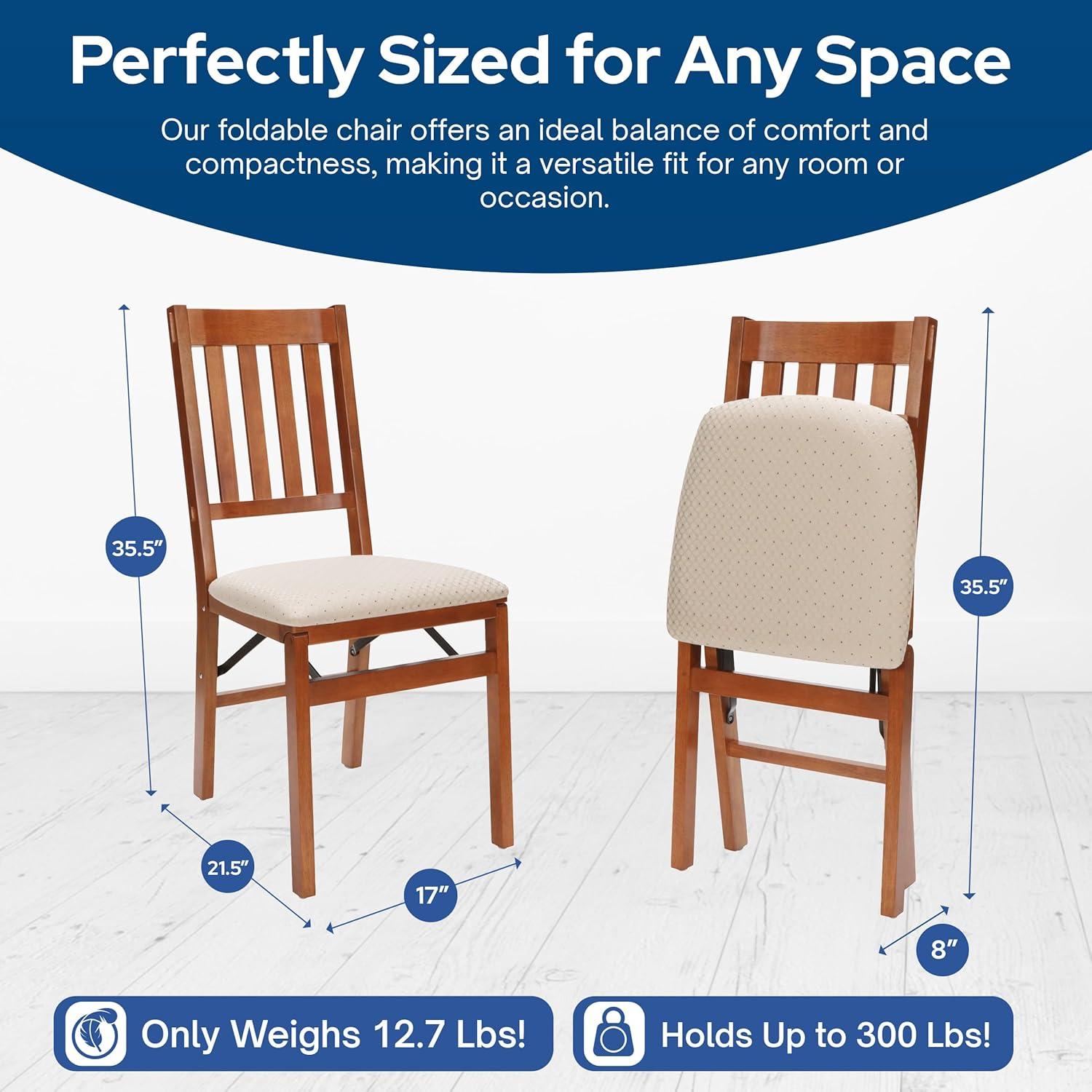 Stakmore Arts and Craft Hardwood Adult Folding Chair with Blush Upholstery - Light Cherry Frame