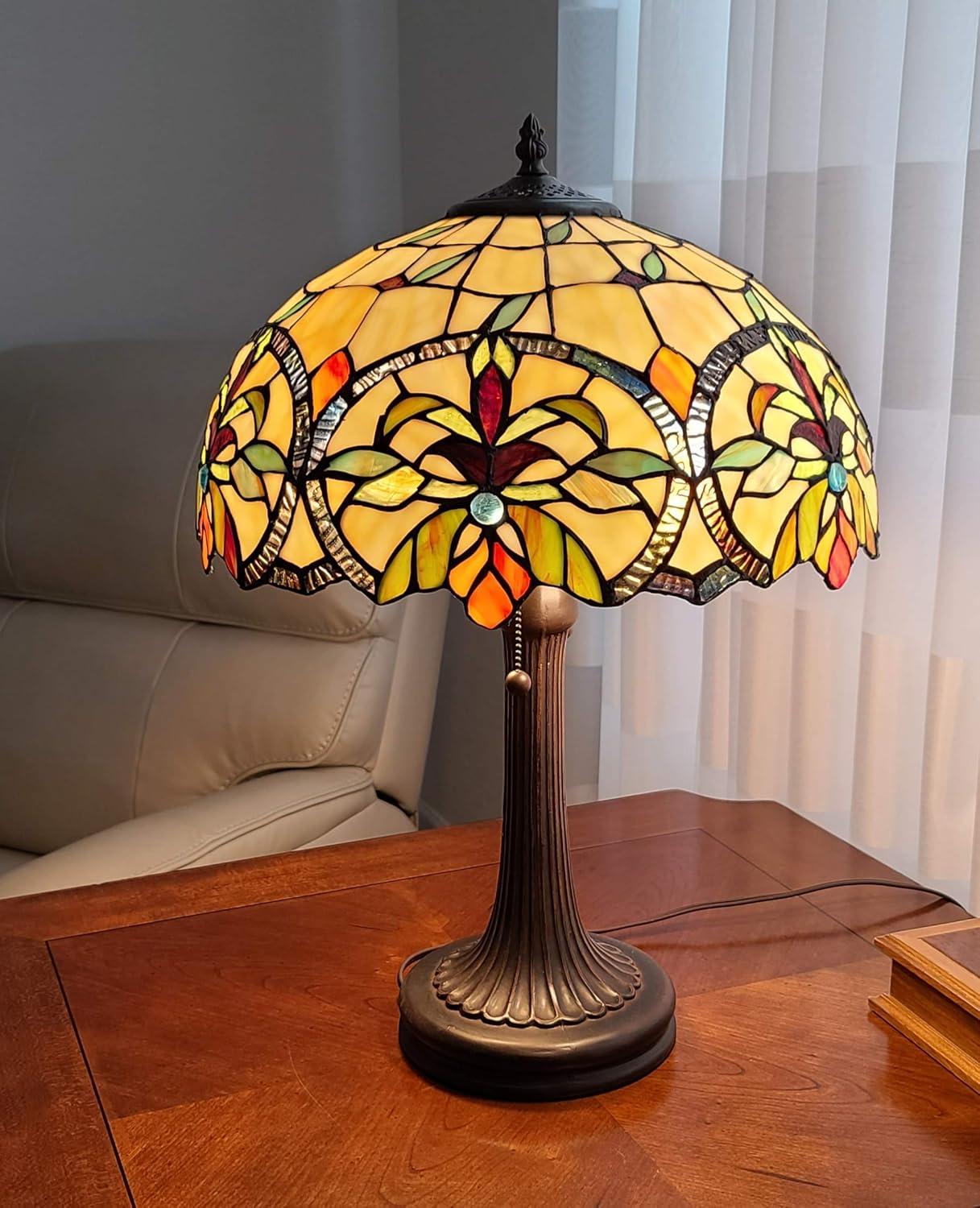 Amora Lighting  23 in. Tall Tiffany Style Table Lamp, Multi Color