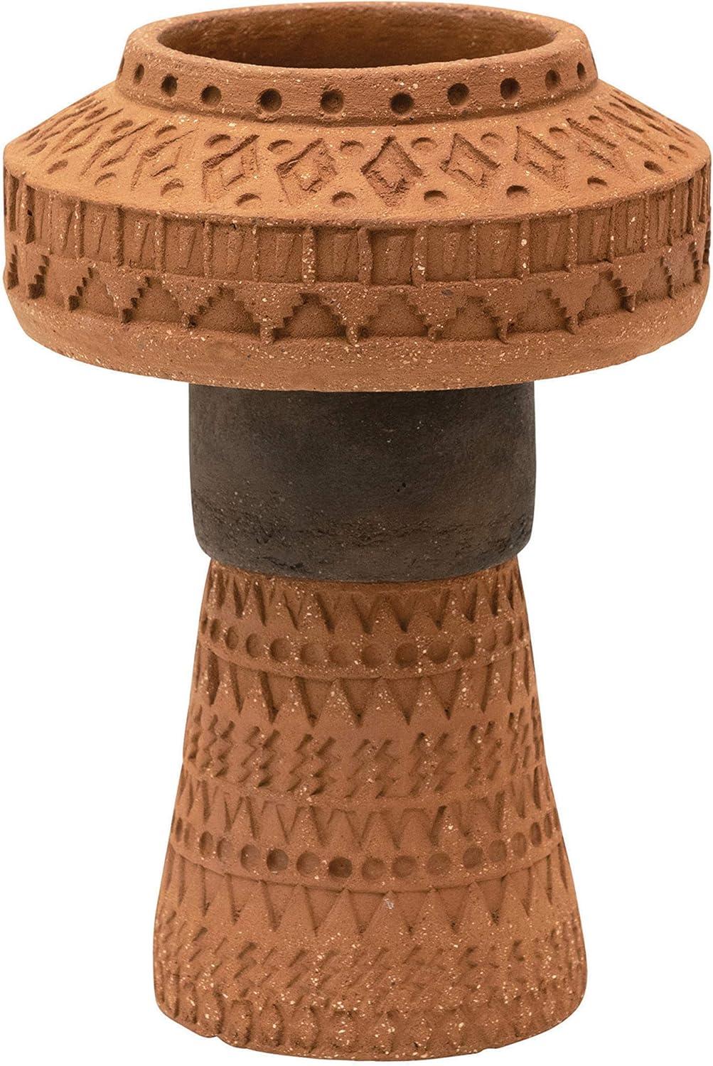 Storied Home Handmade Debossed Terra-cotta Vase, Terra-cotta Color & Black