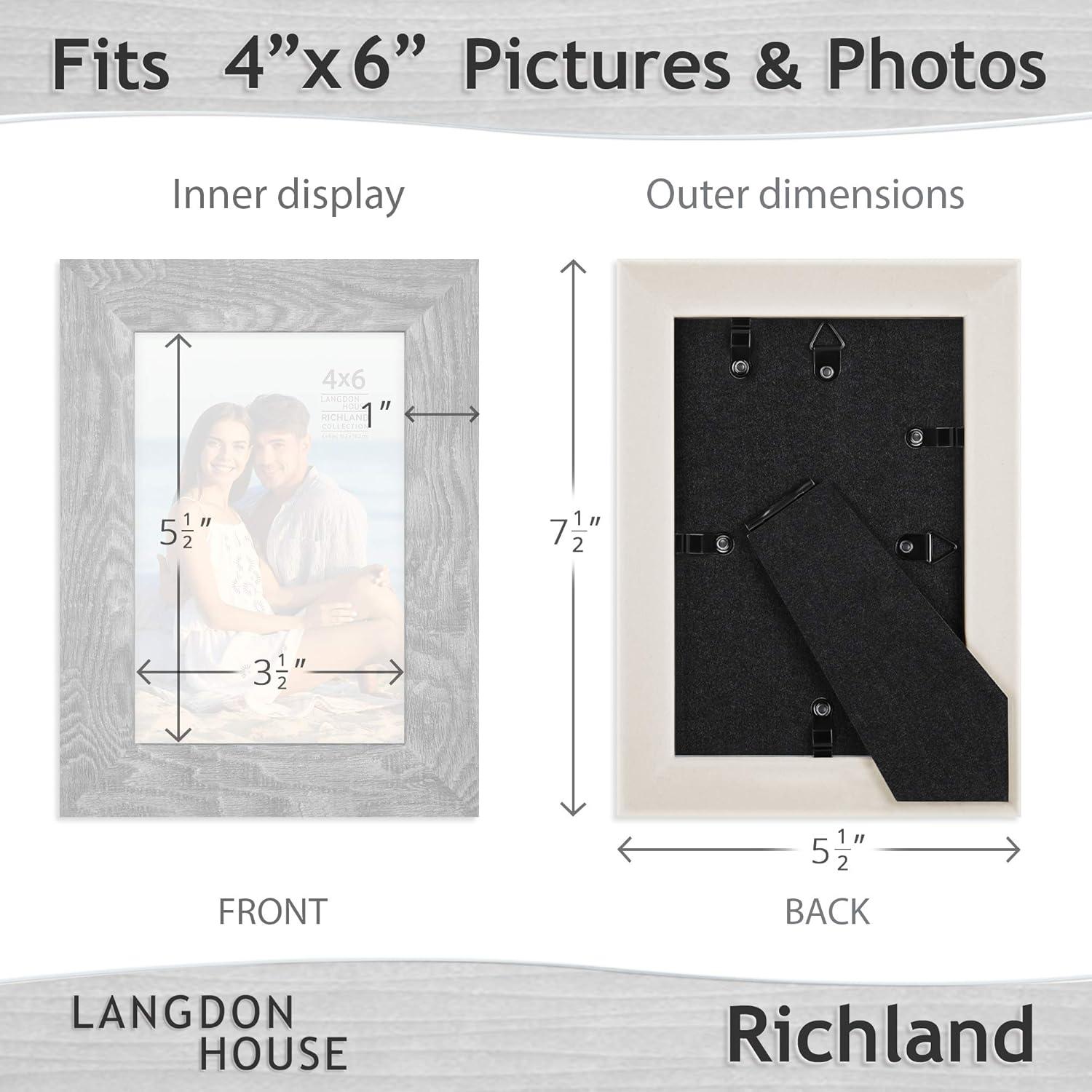 Langdon House 4x6 Ash Gray Picture Frames, Contemporary Style, 6 Pack, Richland Collection (US Company)