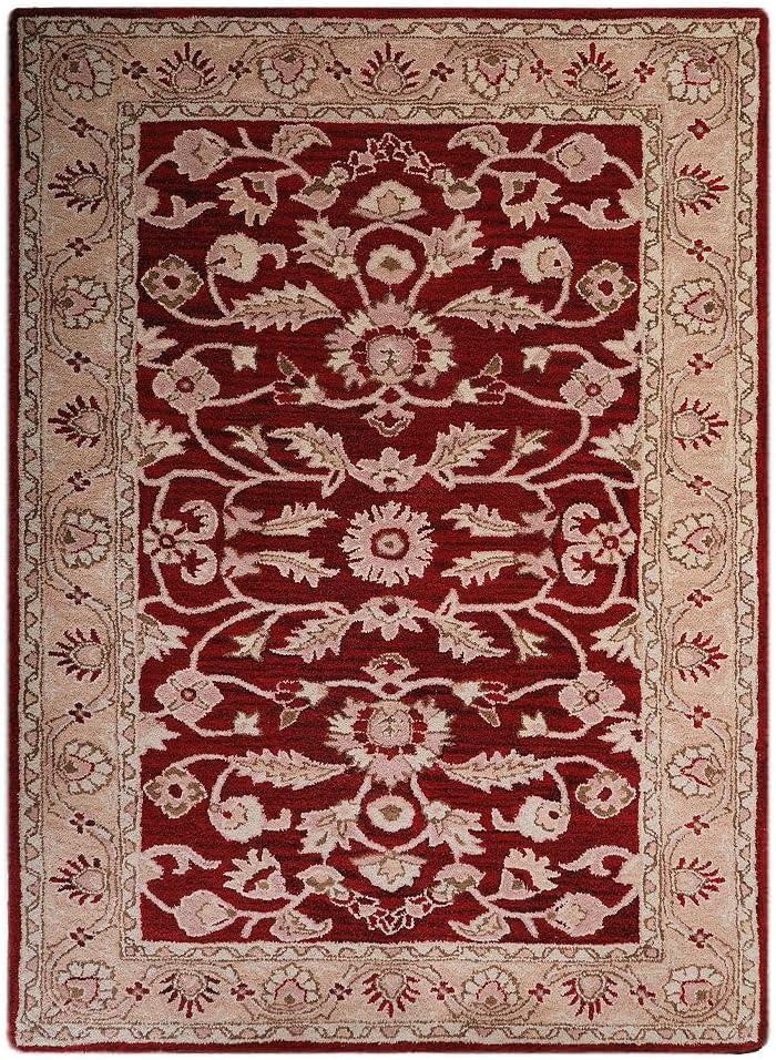 RUGSOTIC CARPETS HAND TUFTED WOOL ECO-FRIENDLY AREA RUGS - 8'x10', Rectangle, Red Gold, Modern Contemporary Design, High Pile Thick Handmade Anti Skid Area Rugs for Living Room, Bed Room (K00531)