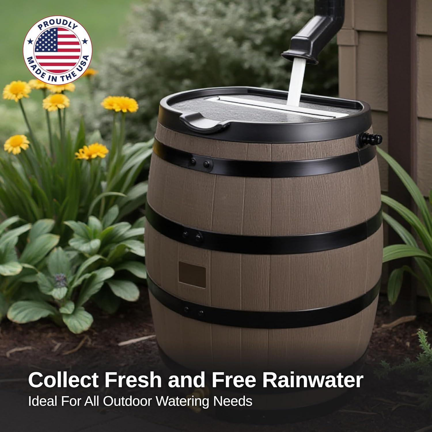 RTS Companies 55 Gallon Premium Eco Flat Back Rain Barrel with Removable Lid