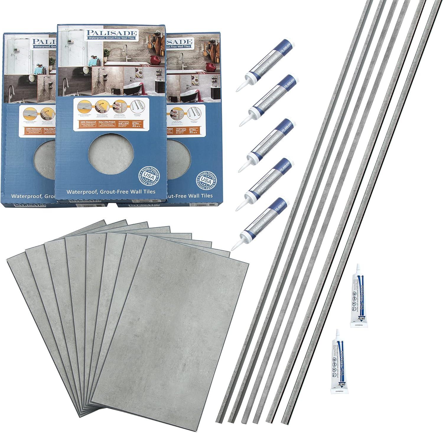Palisade 25.6 in. x 14.8 in. Tile Shower and Tub Surround Kit