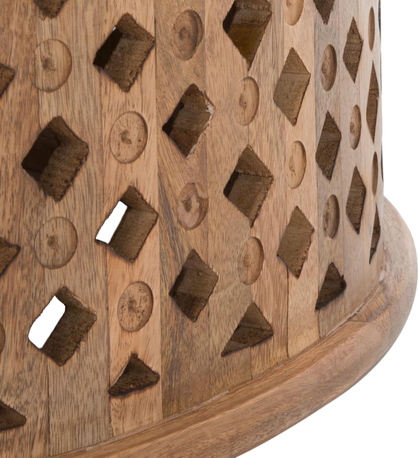SAFAVIEH Kyrith Rustic Round Coffee Table, Burnt Natural