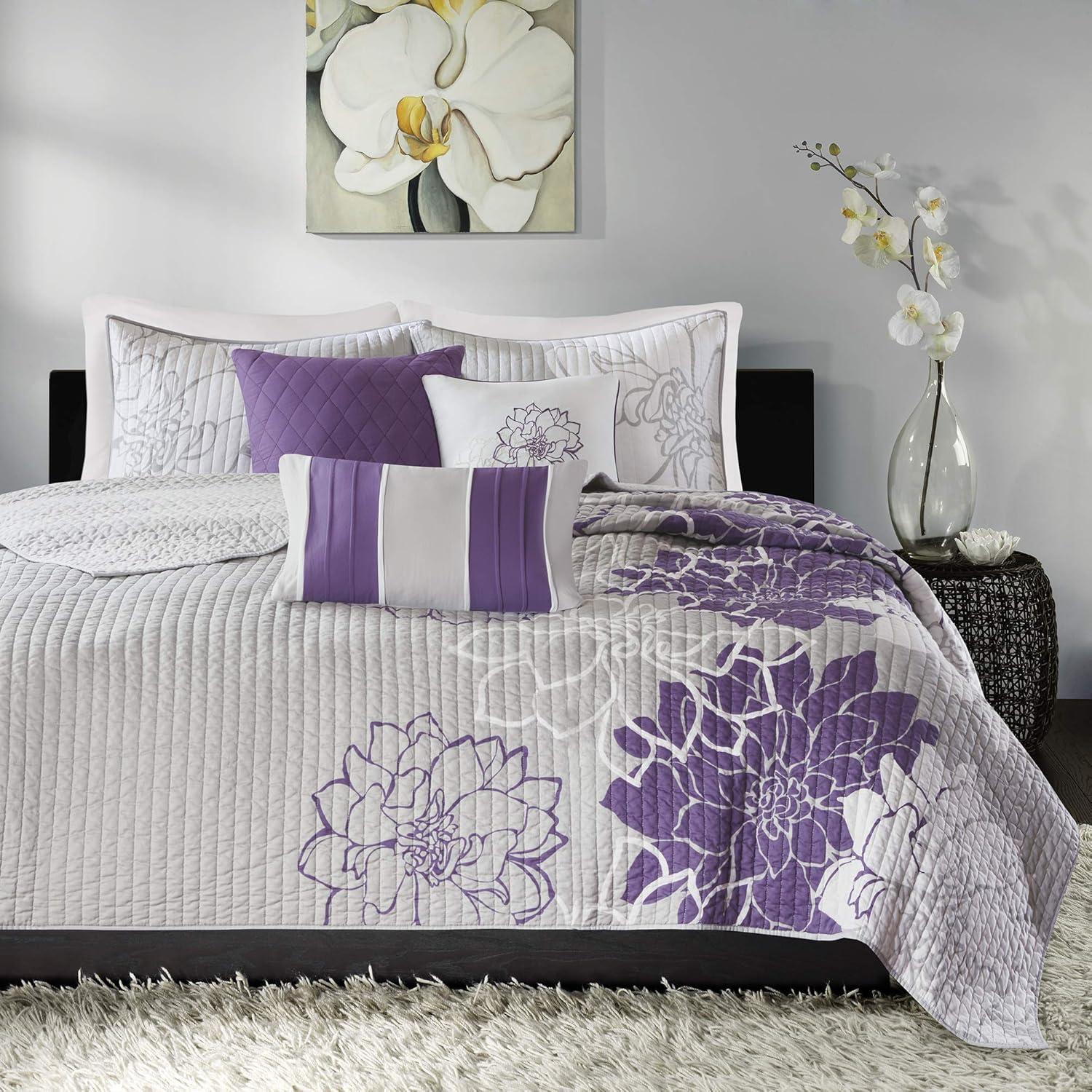Madison Park Lola Floral 6 Piece Reversible Cotton Quilt Set