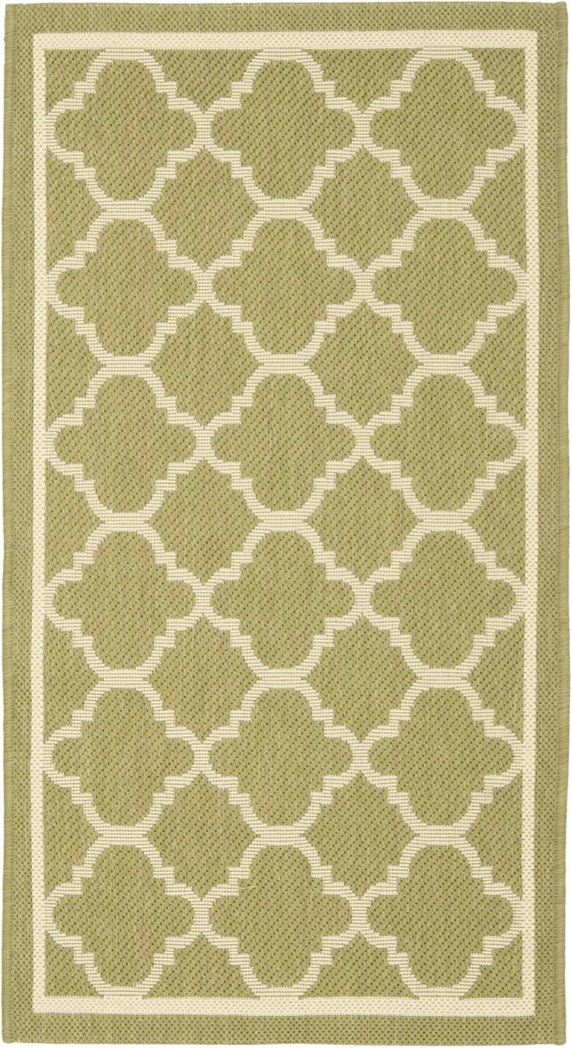 SAFAVIEH Courtyard Alina Geometric Indoor/Outdoor Area Rug, 6'7" x 9'6", Green/Beige