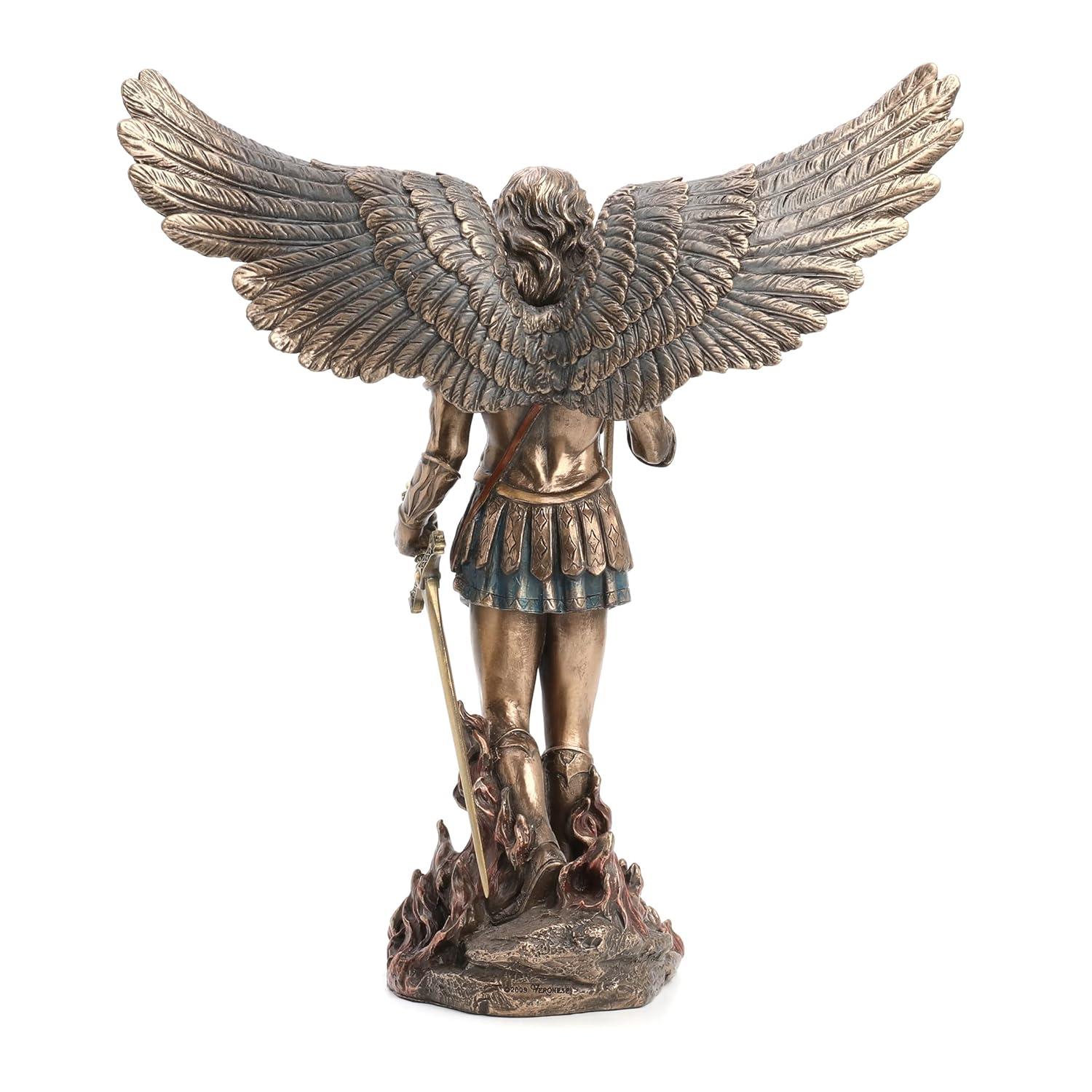 Trinx 11.42 inches Height Cold Cast Bronze  Archangel Saint Michael and the Dragon Bronze Finish Figurine