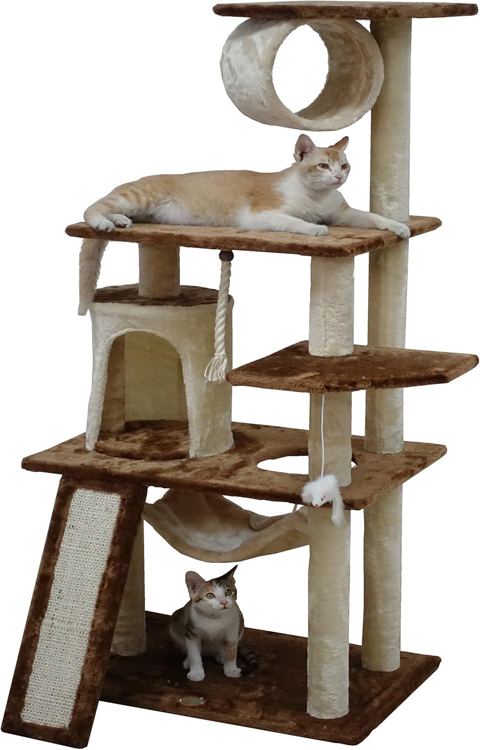 Go Pet Club 53" Kitten Cat Tree Condo with Scratching Board F711