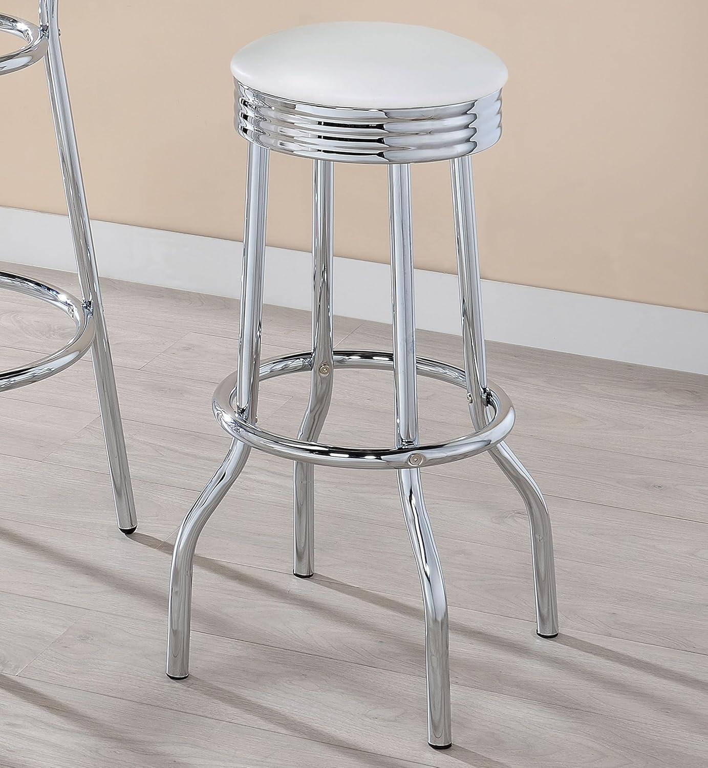 Theodore Upholstered Top Bar Stools White and Chrome (Set of 2)