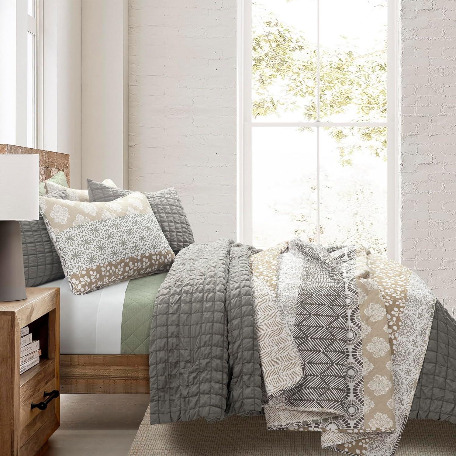 Lush Decor Bohemian 100% Cotton Reversible 3-Piece Quilt Set