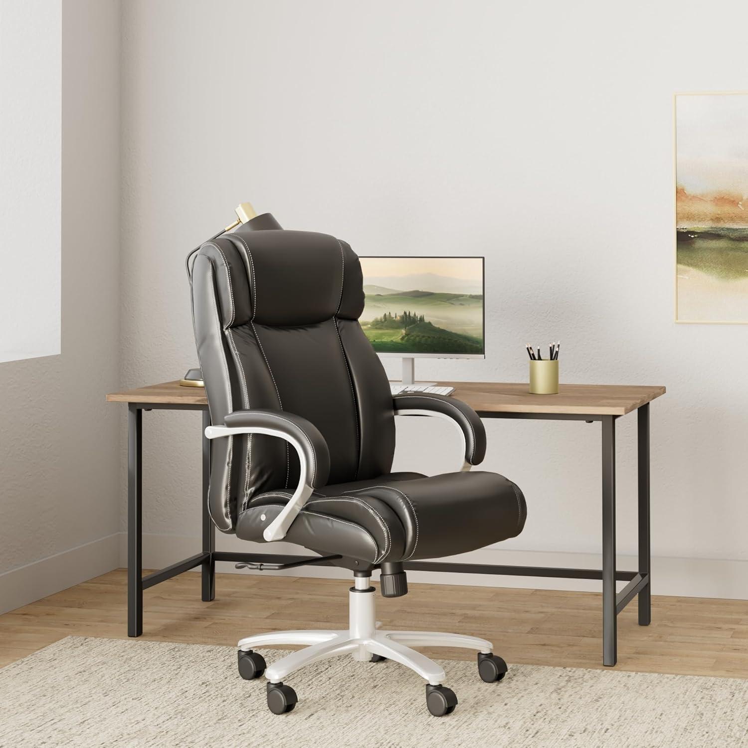 Executive High-Back Swivel Chair in Black Bonded Leather