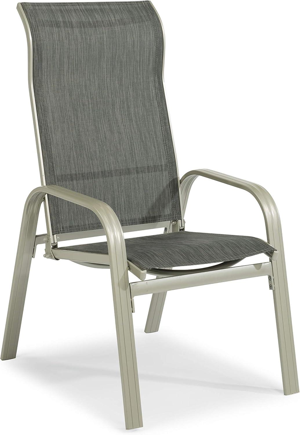 Captiva Gray Aluminum Contoured Sling Outdoor Dining Chair Pair