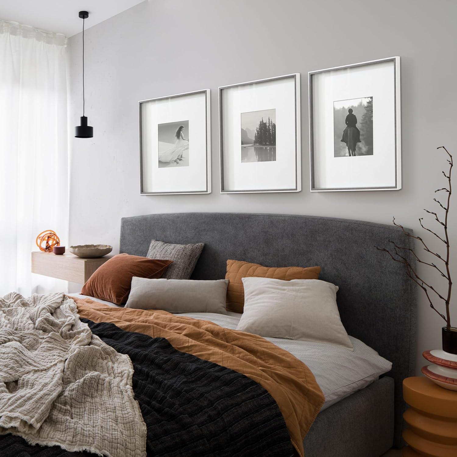 Kate & Laurel All Things Decor (Set of 3) 16"x20" Matted to 8"x10" Gibson Photo Frames Gray/White