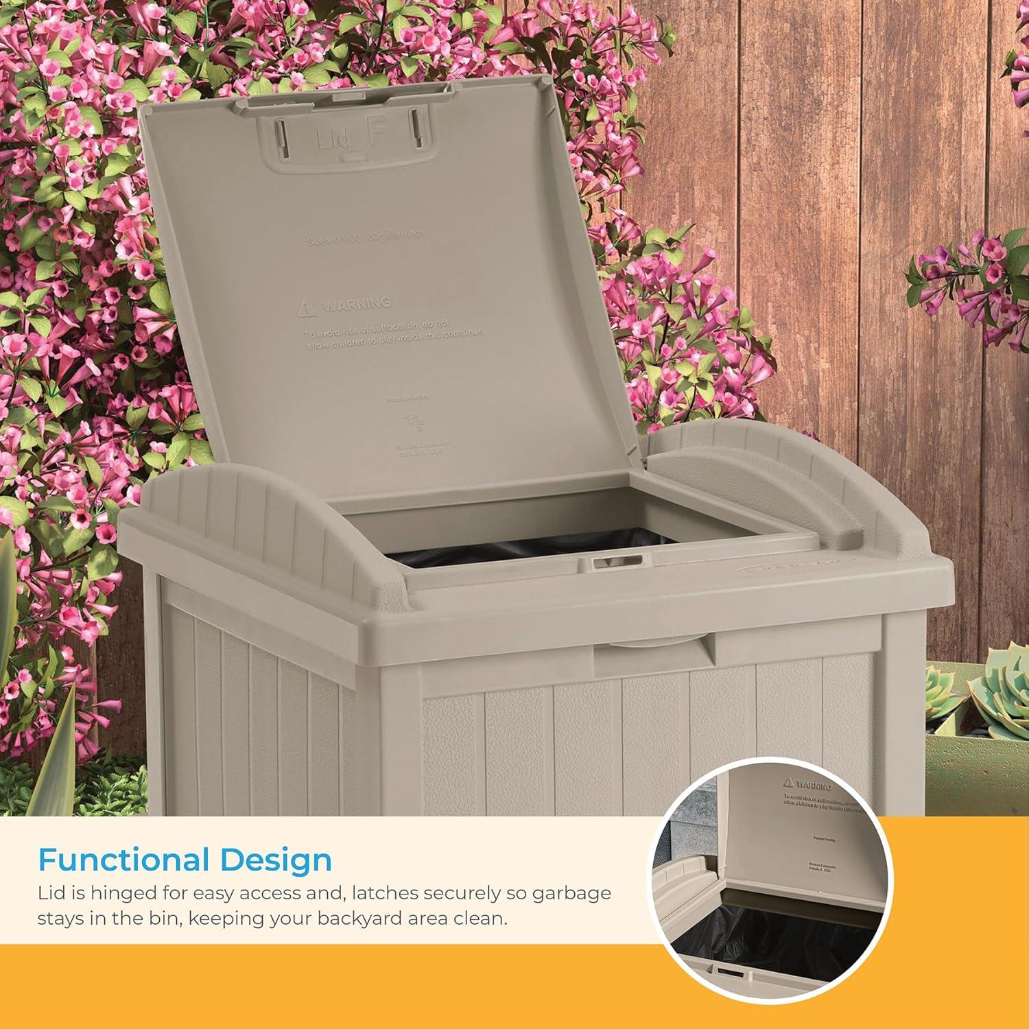 Suncast 30 Gallon Manual Lift Trash Hideaway Container