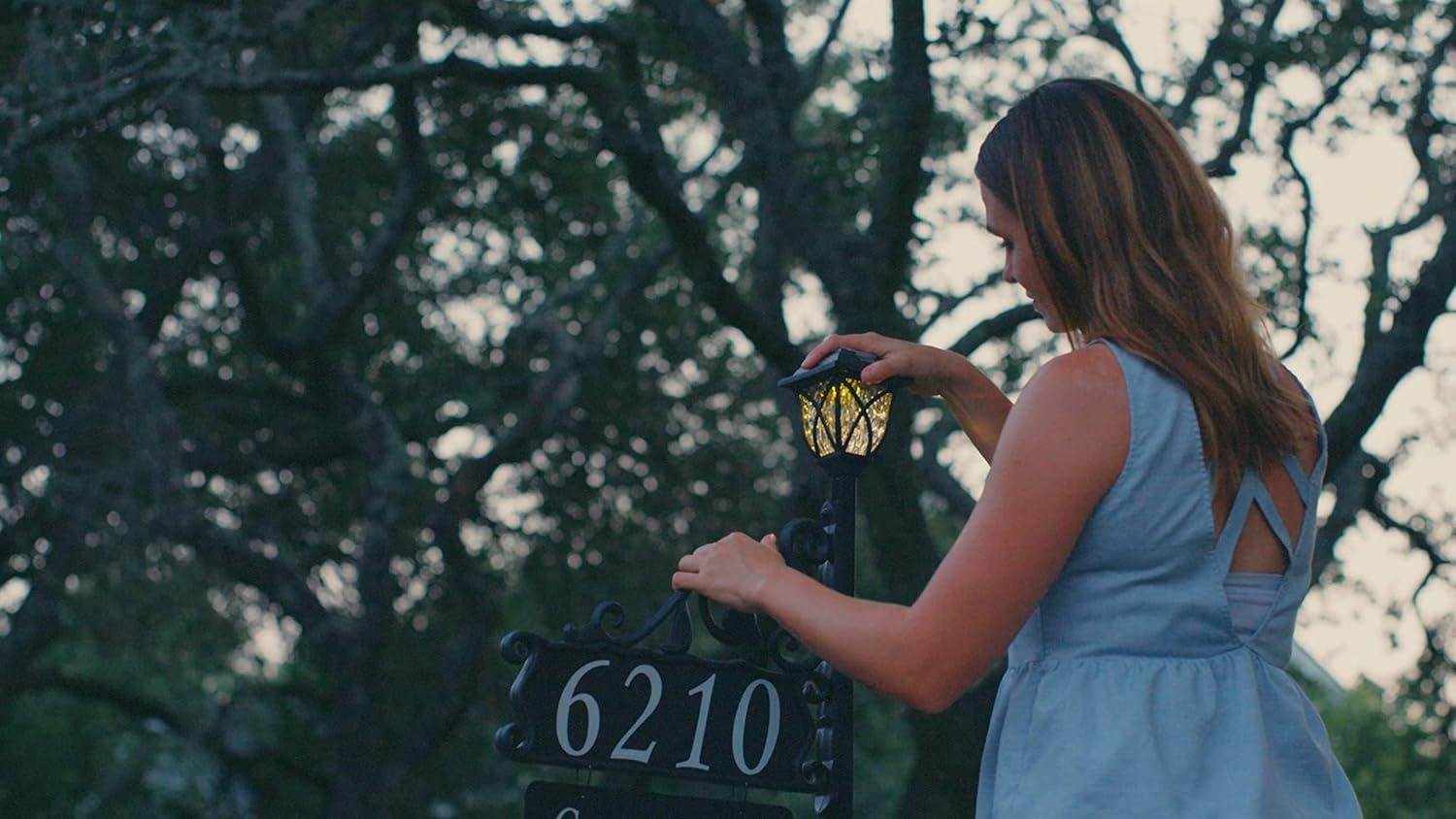 Address America Double-Sided Reflective Boardwalk Lawn Address Sign With Name Rider And LED Solar Light on 58" Pole