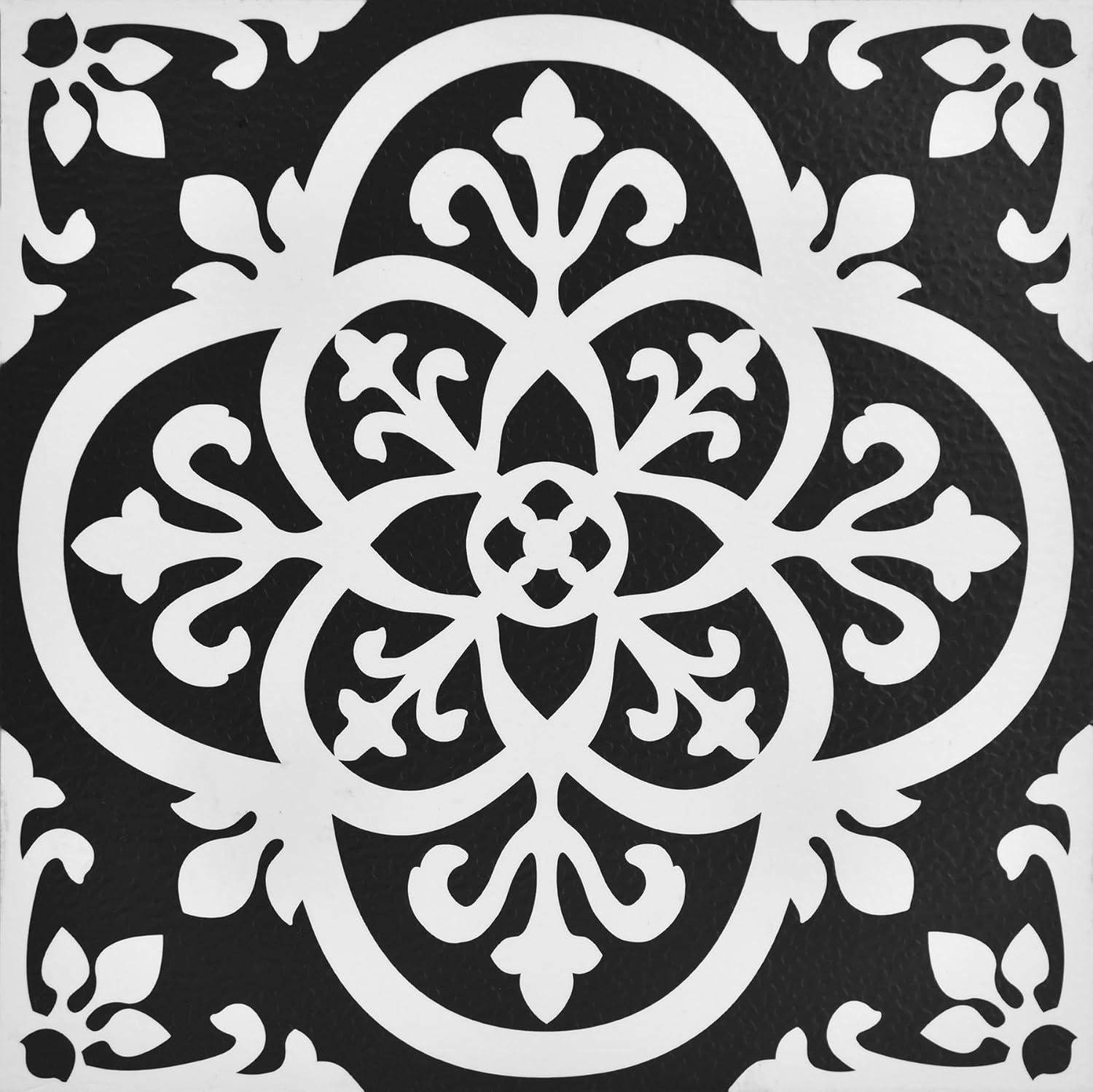 Black and White Gothic Peel & Stick Vinyl Floor Tiles