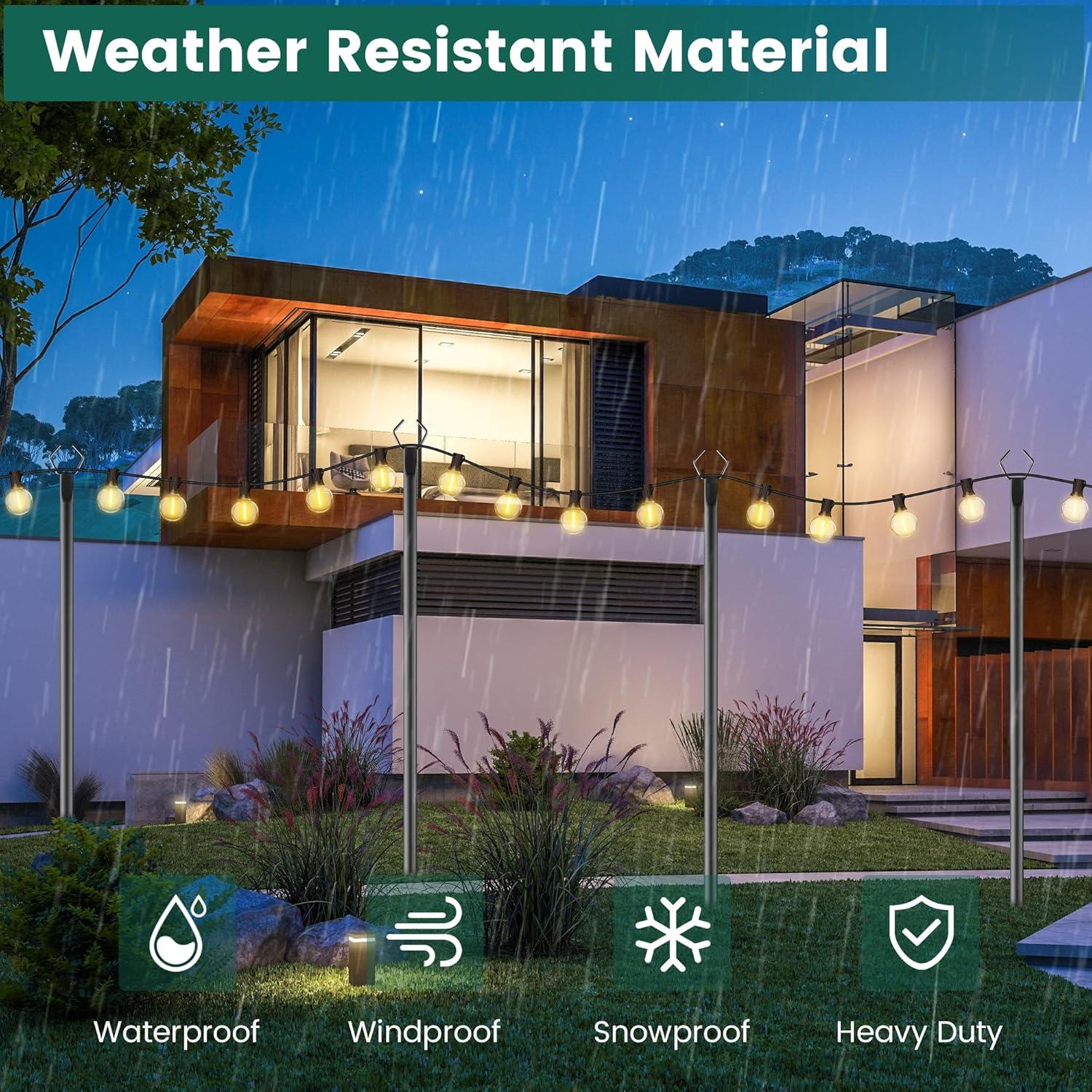 2 Pack String Light Poles,10 Ft Light Poles for Outside String Lights,Outdoor Lights Pole with Fork,Metal Poles Stand for Patio Deck Backyard