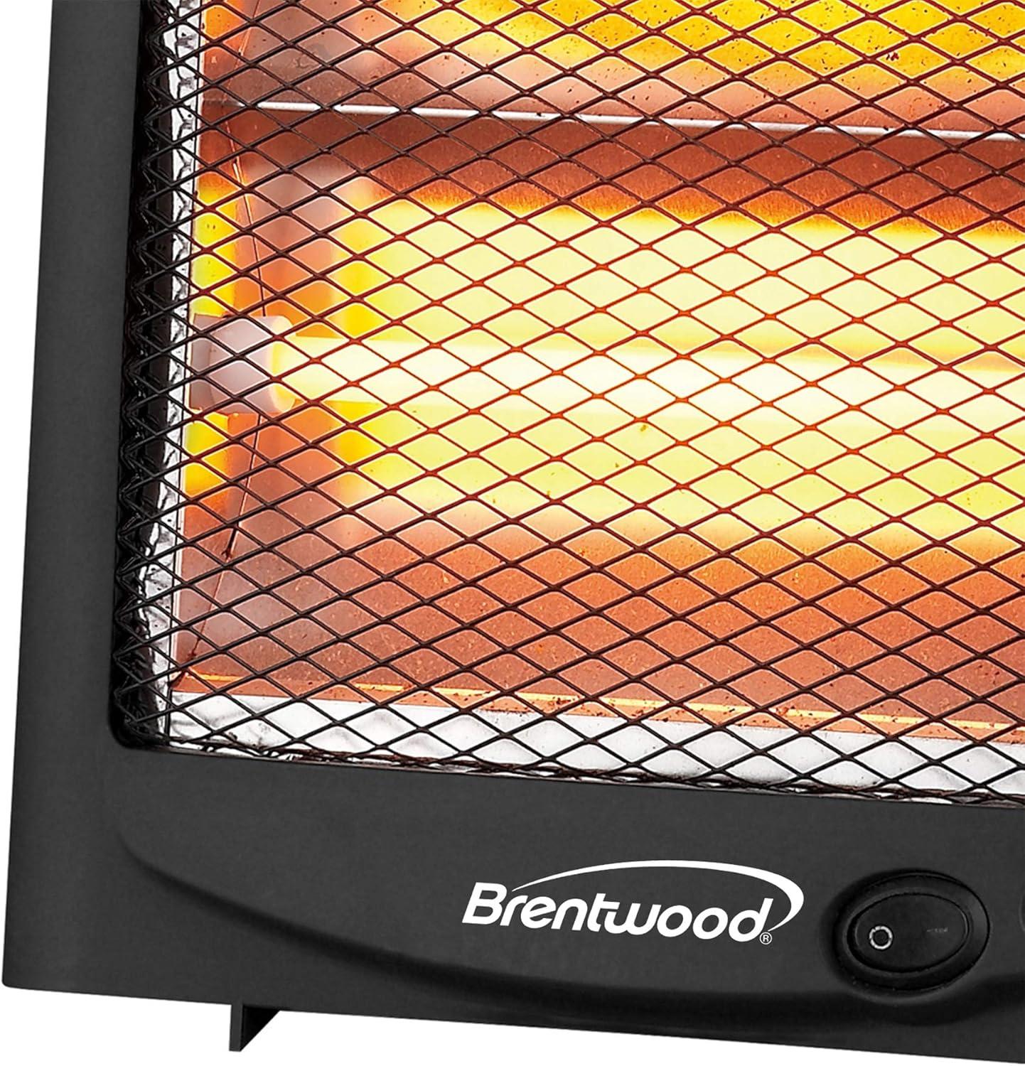 Brentwood Kool Zone H-Q600BK 600-Watt-Max Portable Quartz Space Heater, Black, H-Q600BK