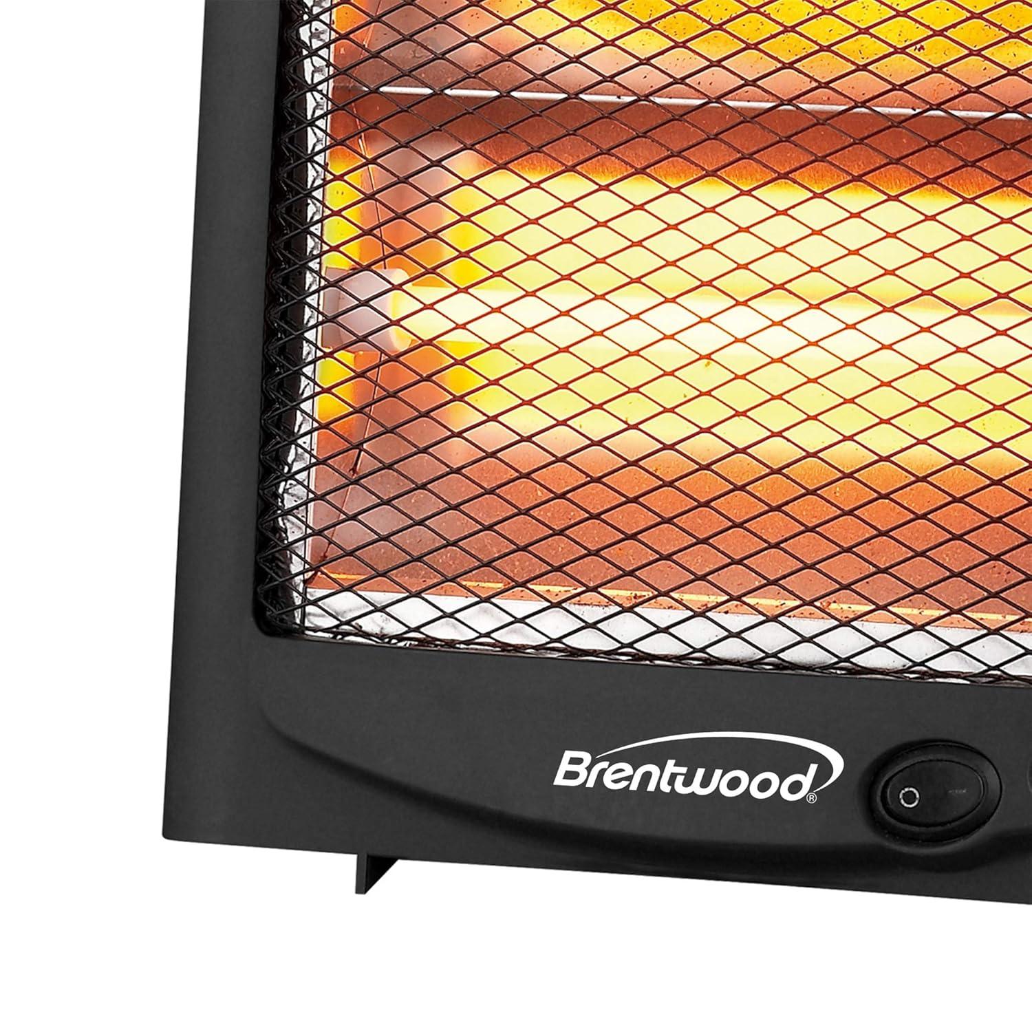 Brentwood Kool Zone H-Q600BK 600-Watt-Max Portable Quartz Space Heater, Black, H-Q600BK