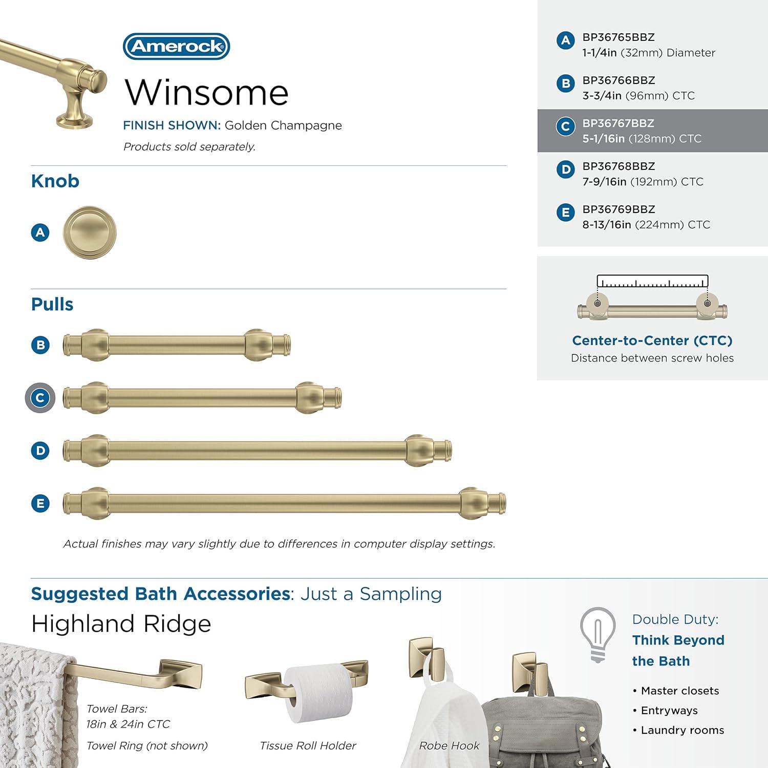 Winsome 5 1/16" Center To Center Bar Pull