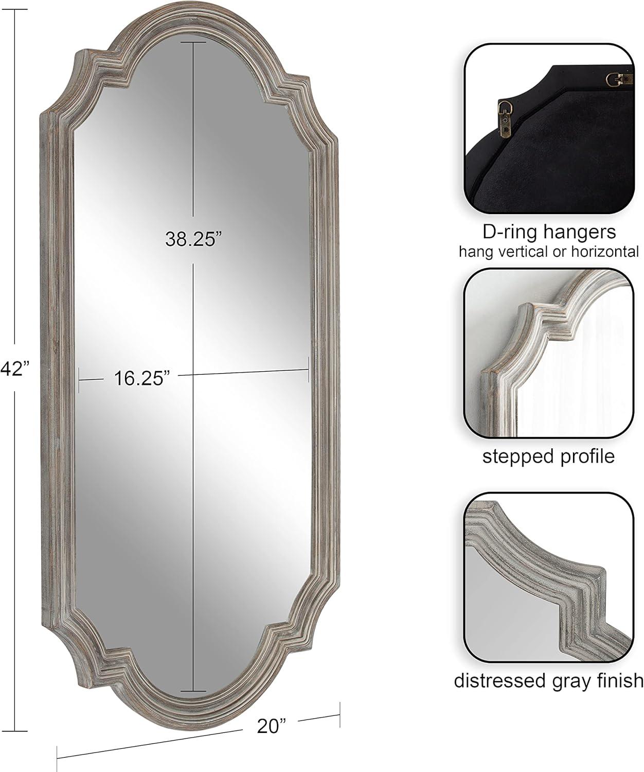 Kate and Laurel Fairbourne Scalloped MDF Full Length Mirror, 20x42, Gray