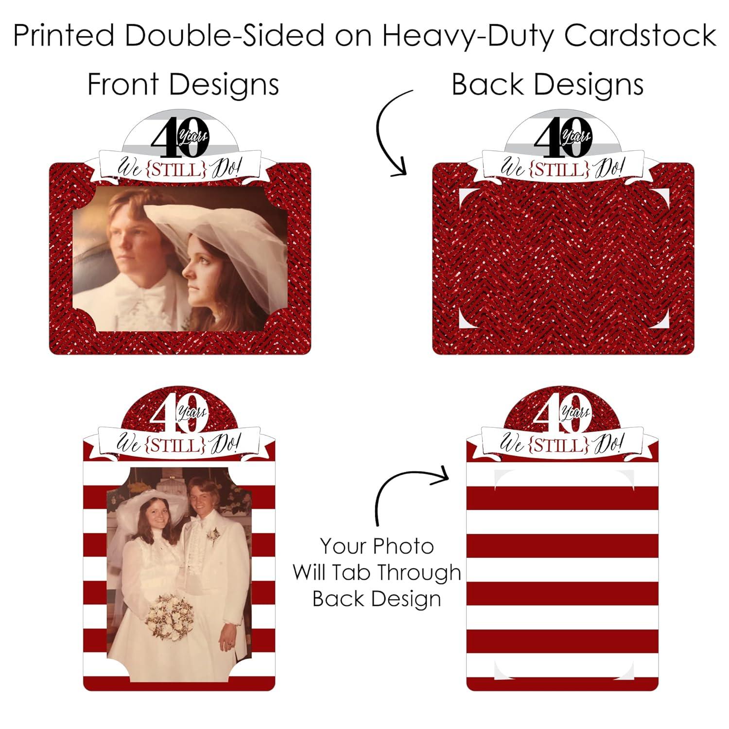 Big Dot of Happiness We Still Do - 40th Wedding Anniversary - Anniversary Party Picture Centerpiece Sticks - Photo Table Toppers - 15 Pieces